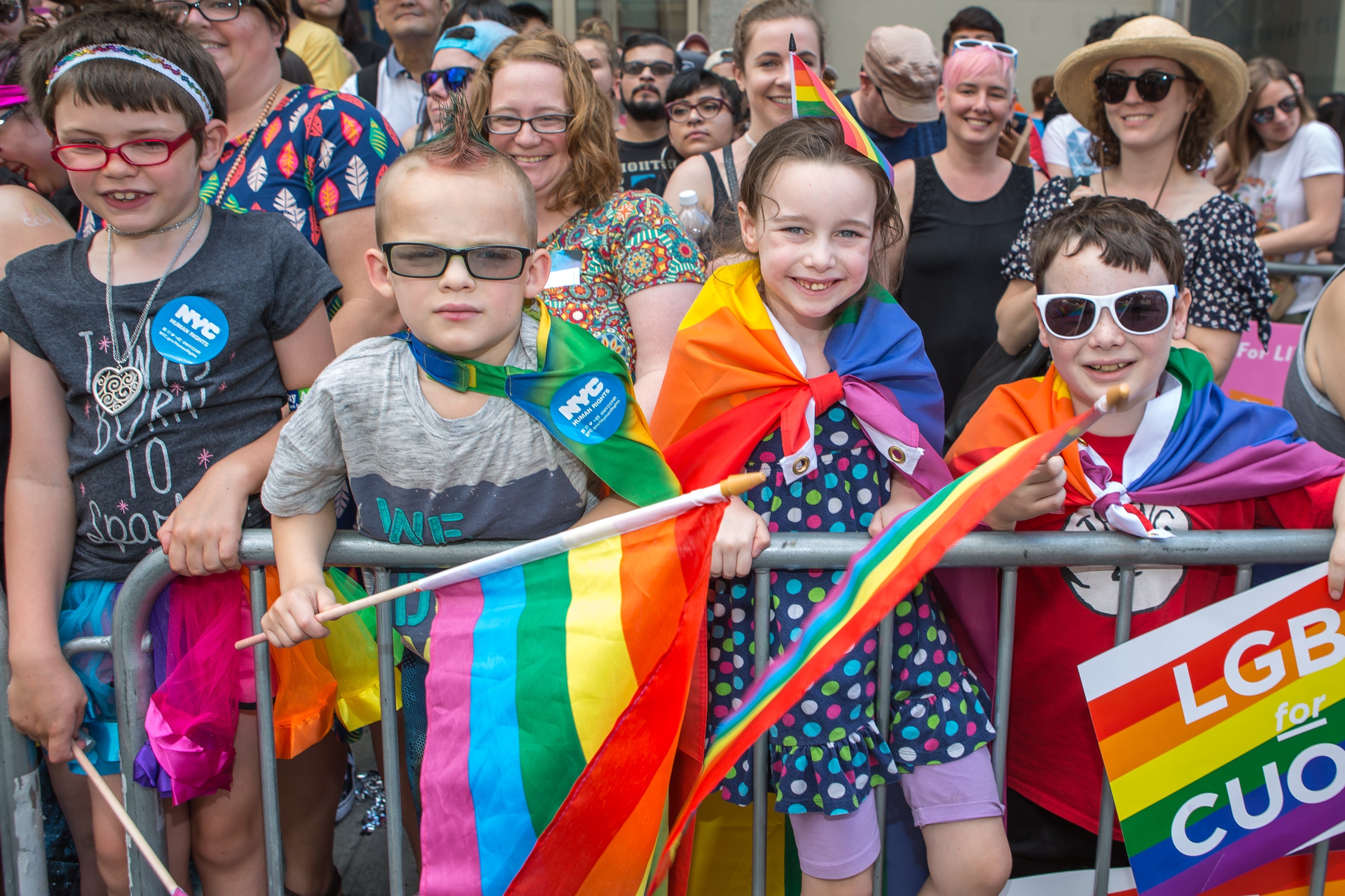 kids in rainbow colors at New York City Pride Parade
