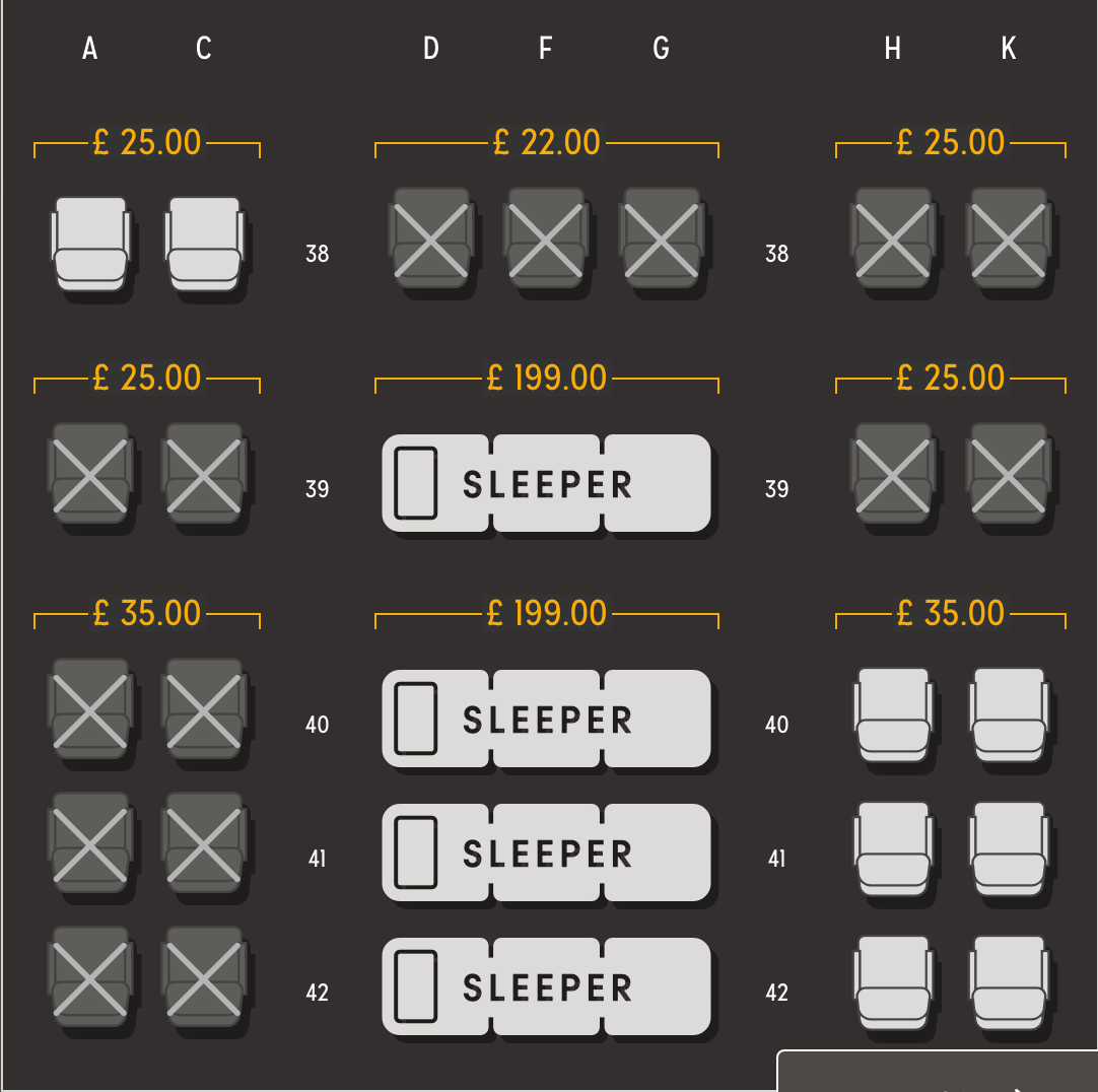 Thomas Cook UK Sleeper Seats available on the Airbus A330
