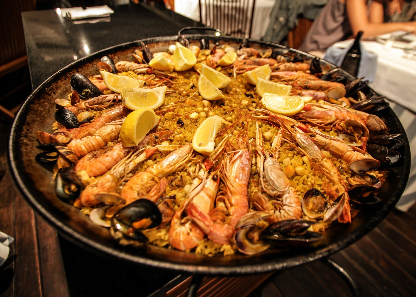 Traditional Paella served at a restaurant in Barcelona, Spain. (Photo via Getty Images)