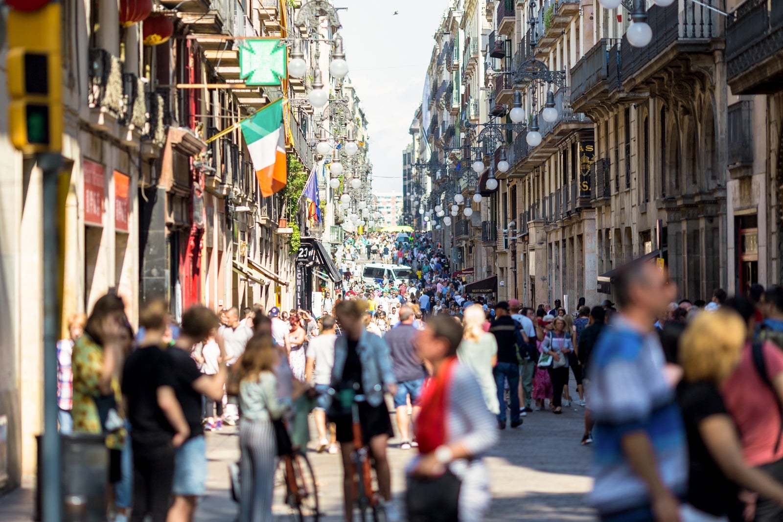 Day scene at Las Ramblas close to Plaça de Catalunya at rush hour. (Photo via Getty Images)