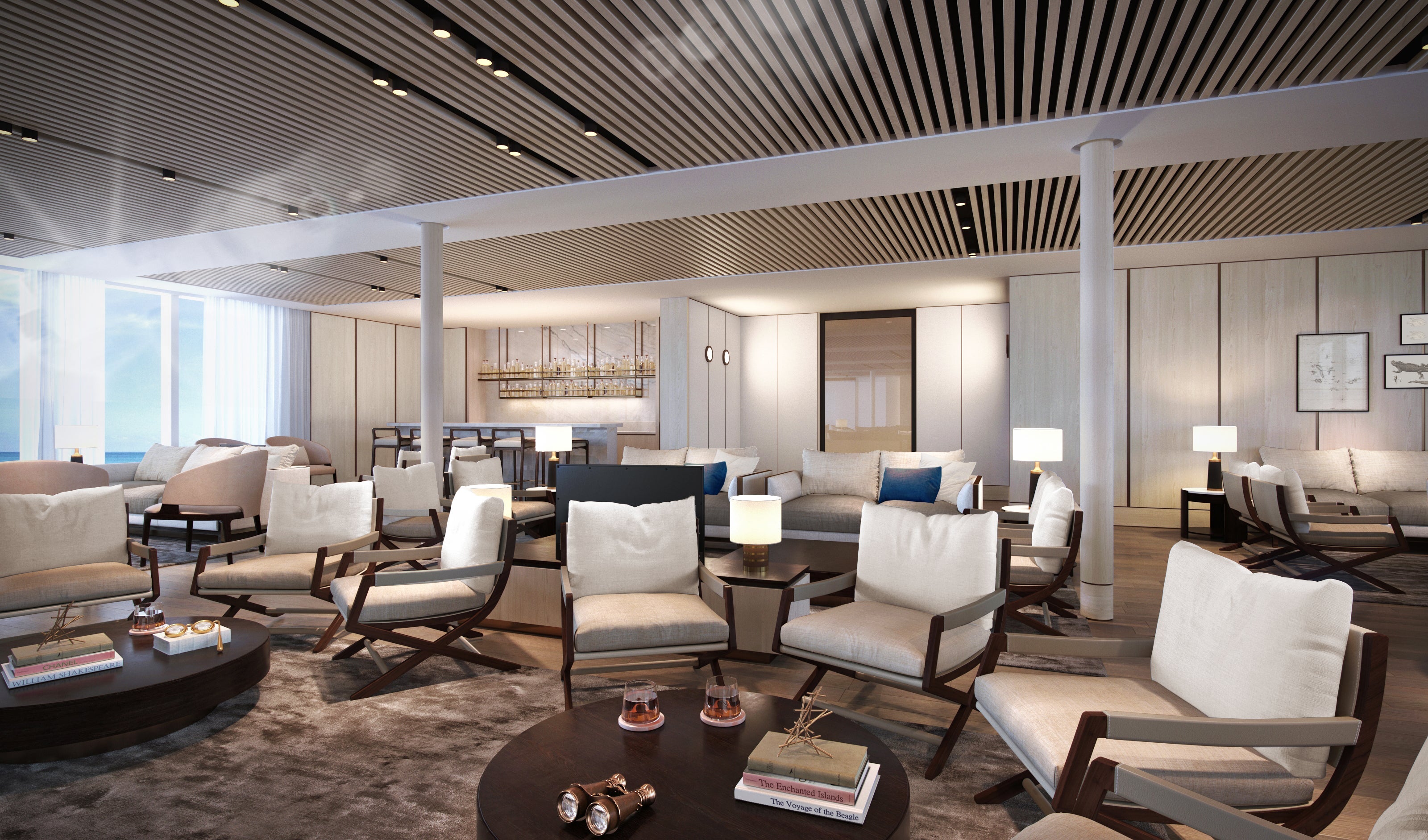 Rendering of Silver Origin lounge. Courtesy of Silversea.