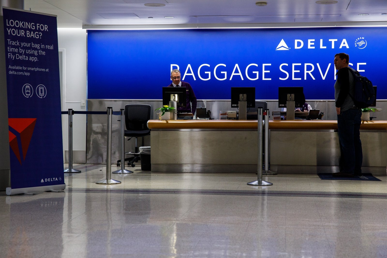 a baggage service desk for Delta Air Lines