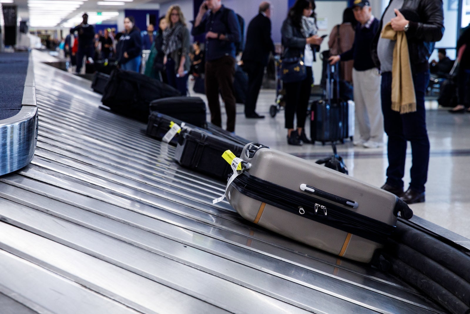 Baggage arrives from Delta flights at Los Angeles International Airport