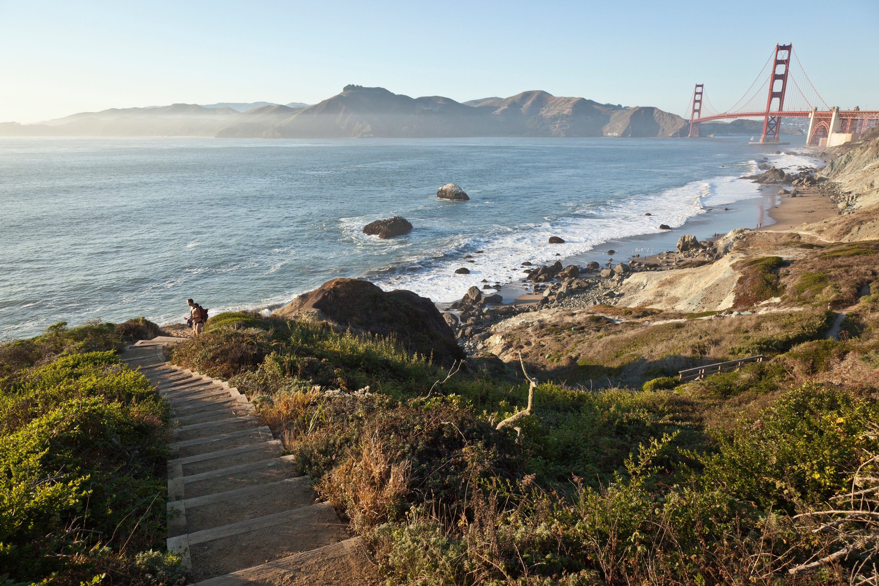 The Batteries to Bluffs hike in The Presidio San Francisco takes you right down to the sand.