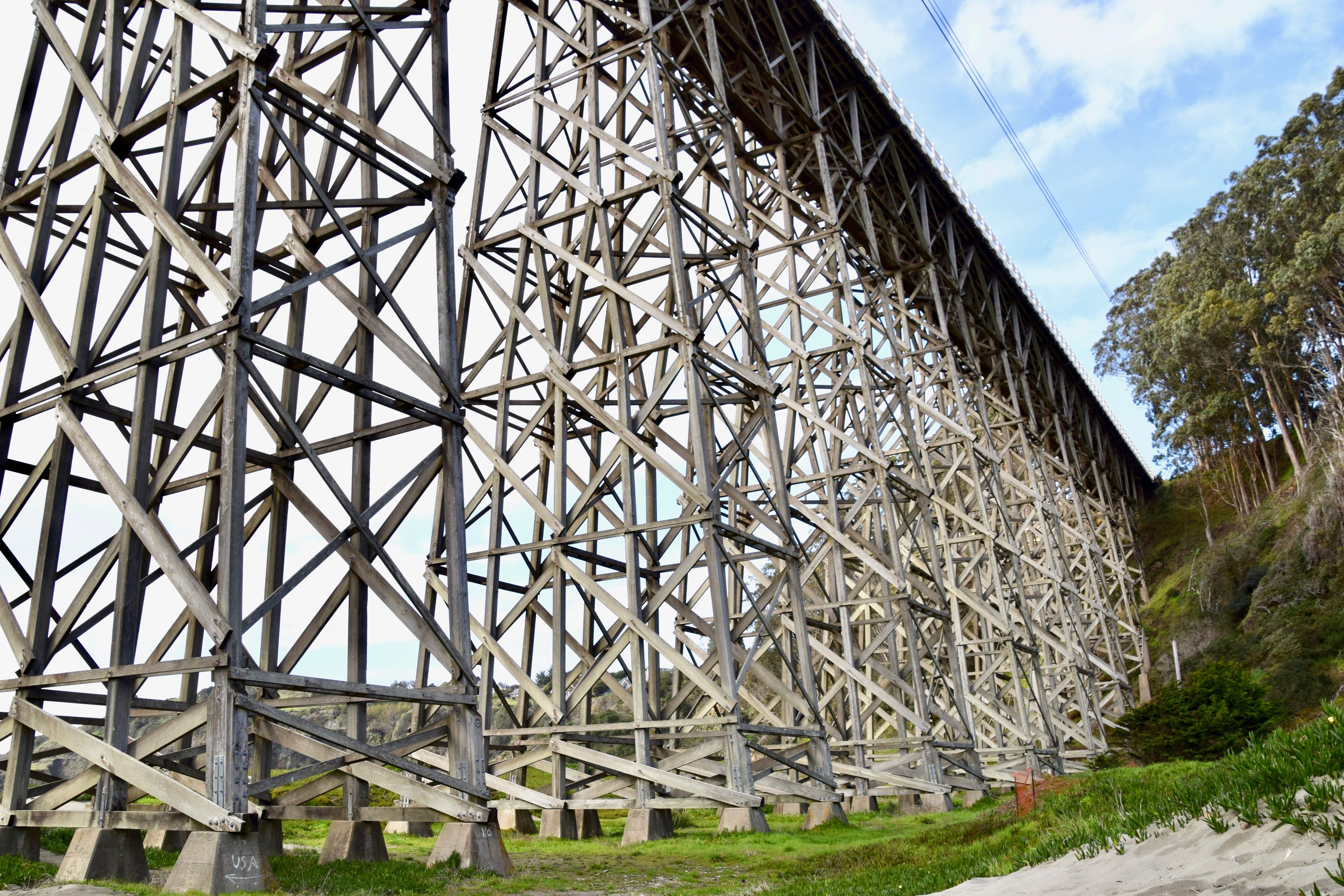 wooden trestle bridge Albion River Highway 1 Mendocino