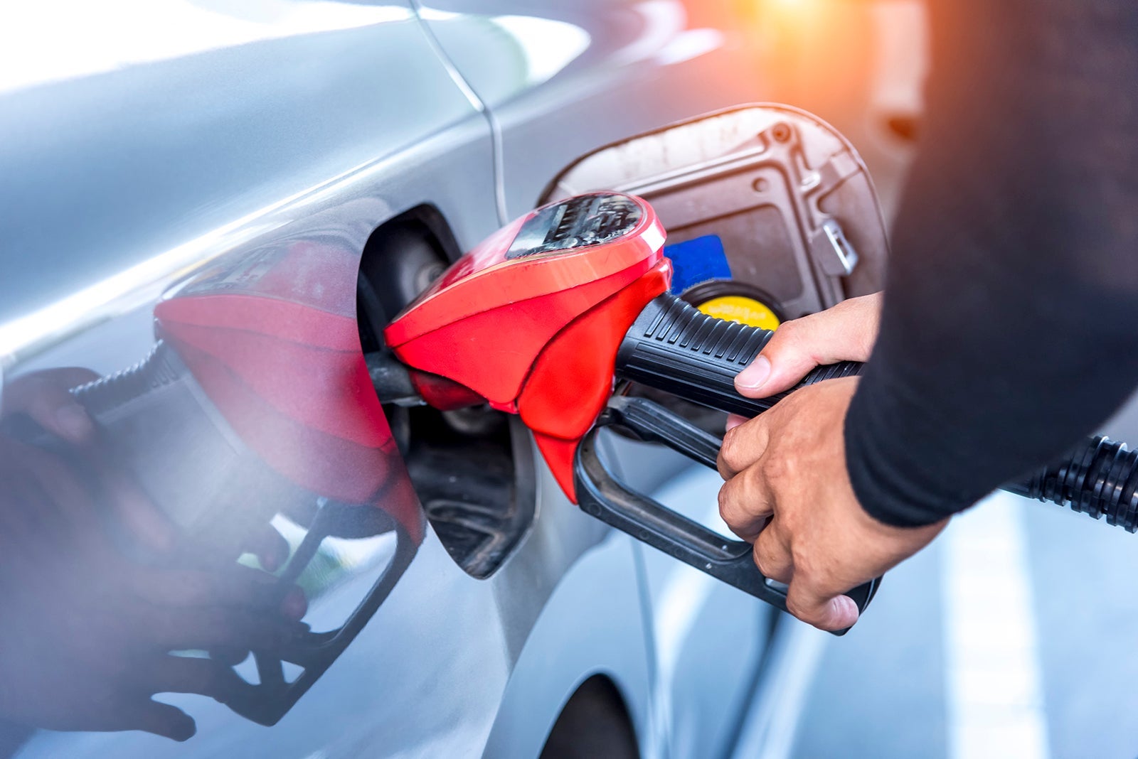 filling up gas tank