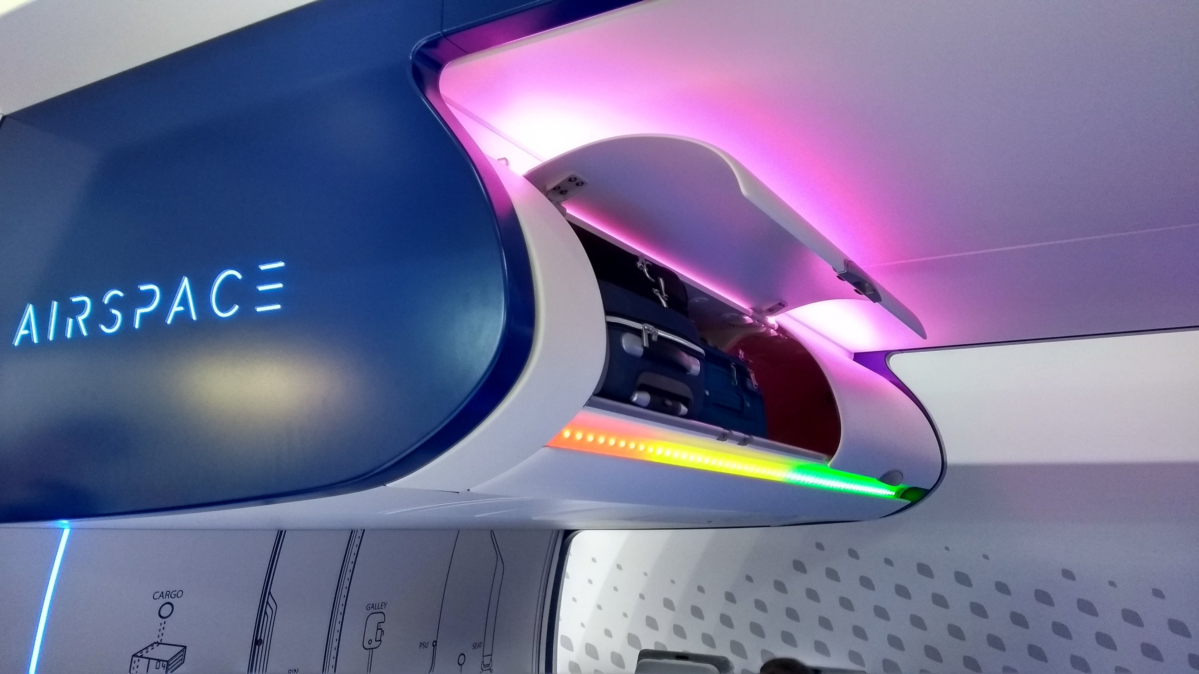 Airbus new overhead cabin design at AIX Hamburg