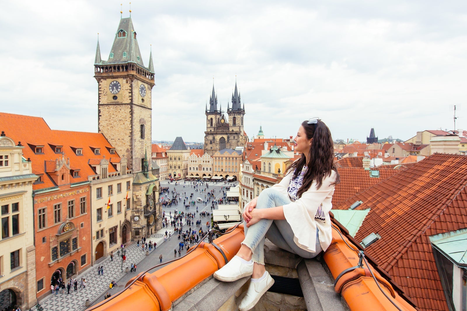 Overlooking the Old Town Square in Prague. (Photo by Alexander Spatari / Getty Images)