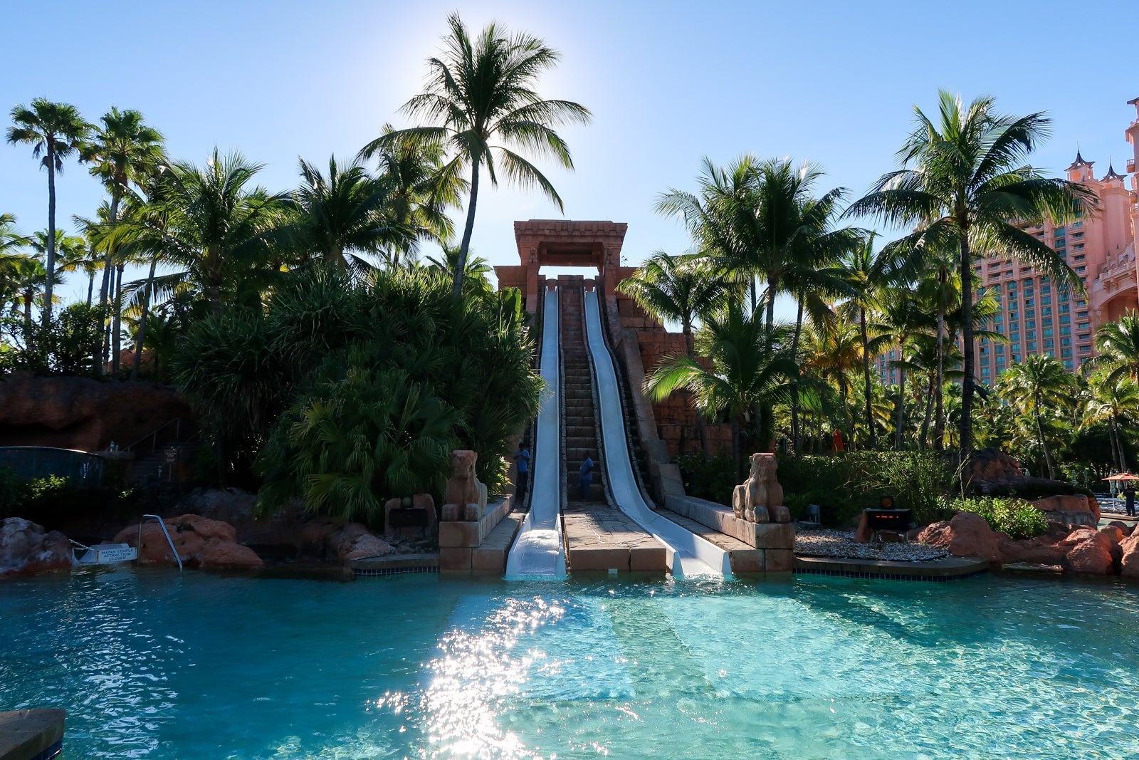 The racing slides were fun for families and couples.