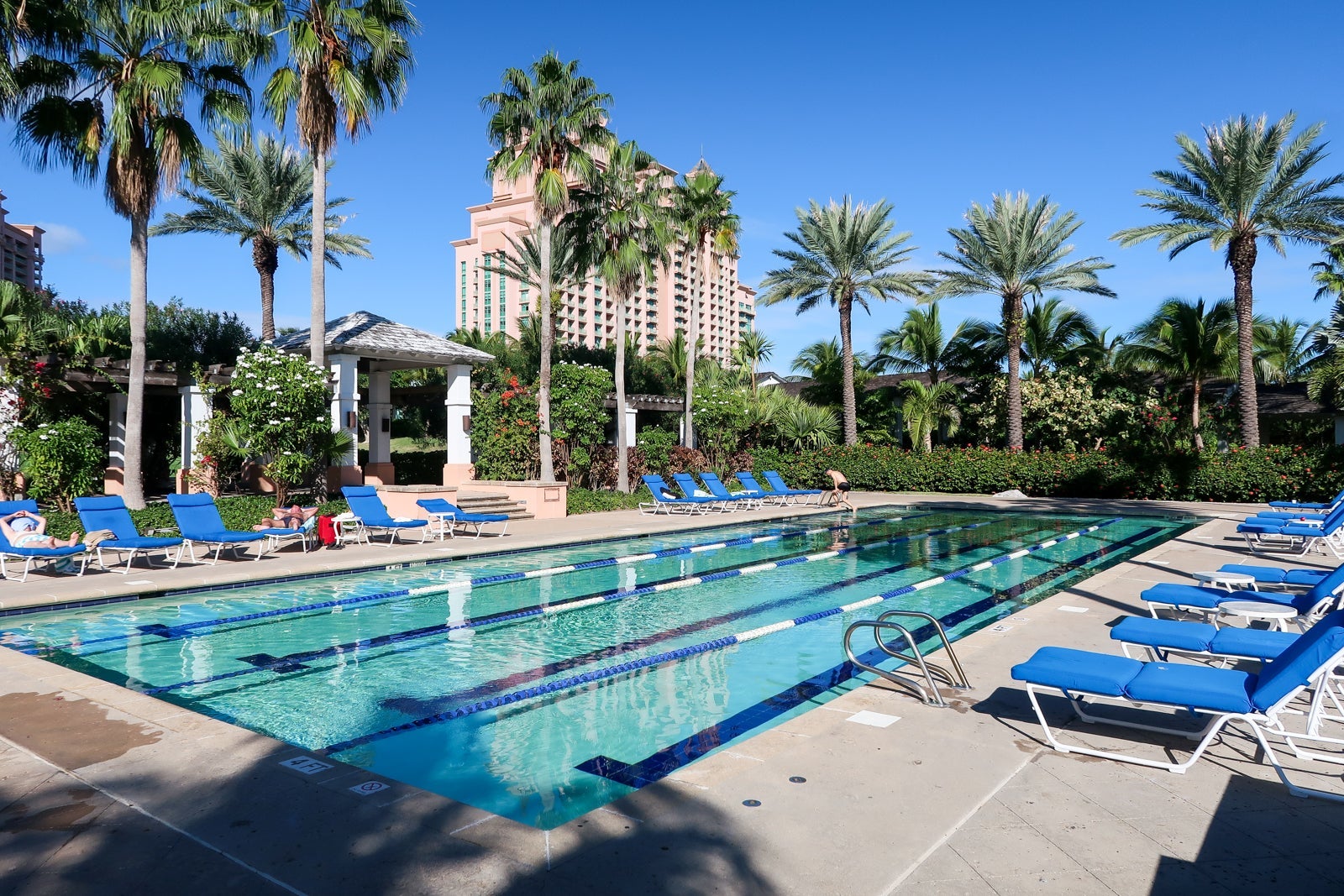 The pool outside the fitness center.