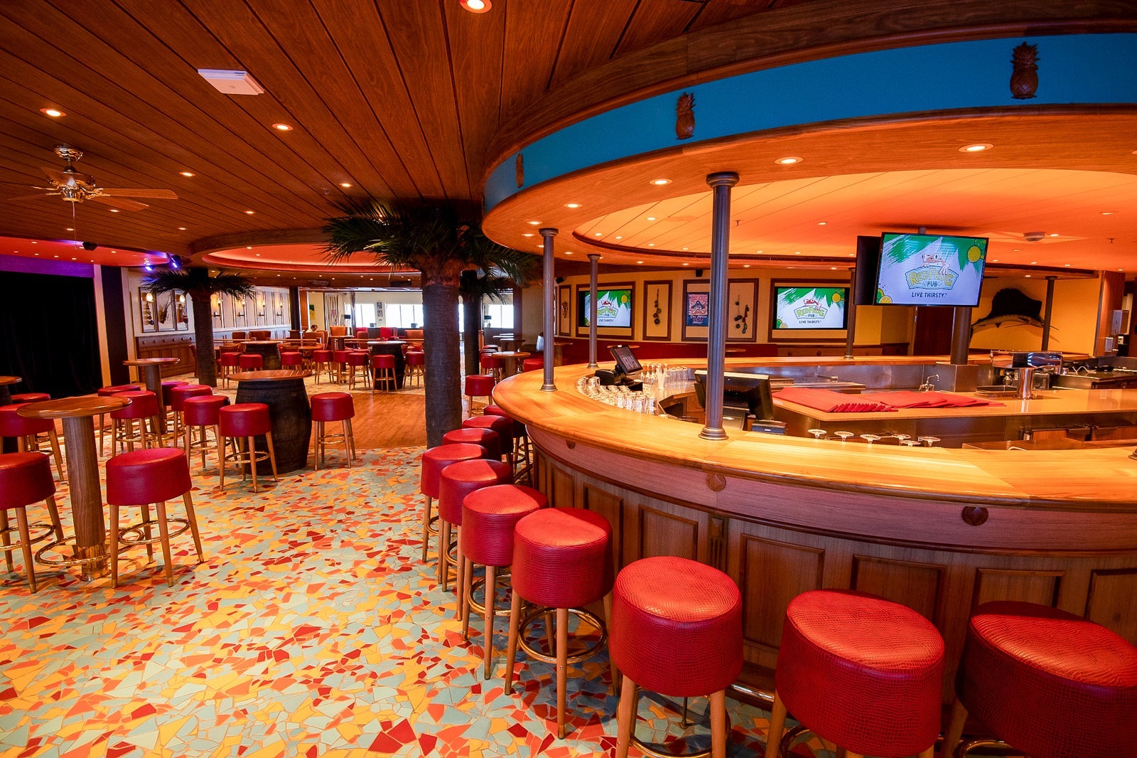 New on Carnival Sunrise is the largest RedFrog Pub in the Carnival fleet.