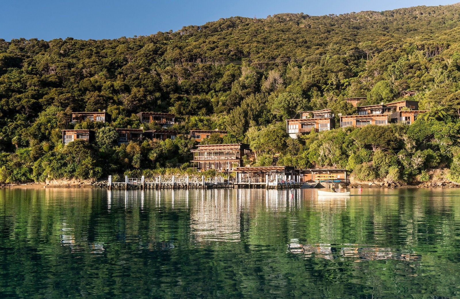 Enjoy a peaceful, waterside retreat with your Hyatt points at the Bay of Many Coves Resort in New Zealand. (Photo courtesy of Small Luxury Hotels)