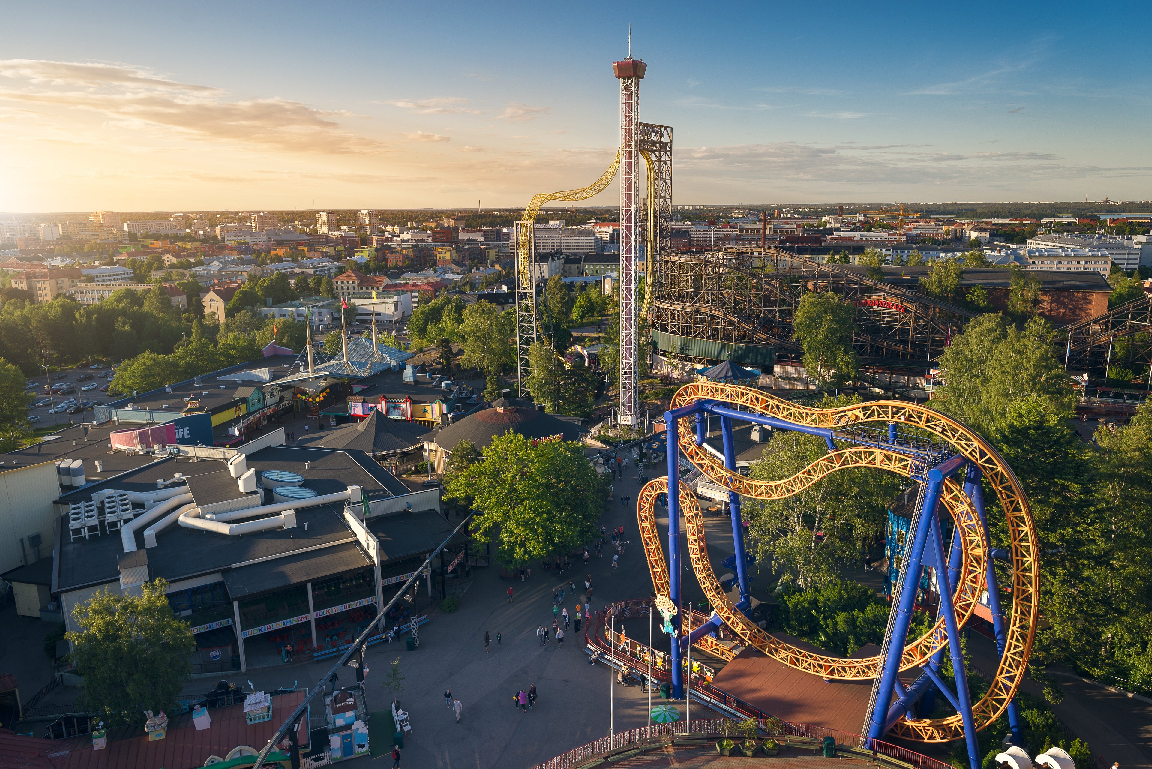 The famous wooden Roller Coaster at Linnanmäki joins more modern rides for tons of fun. (Photo courtesy of Jussi Hellsten)