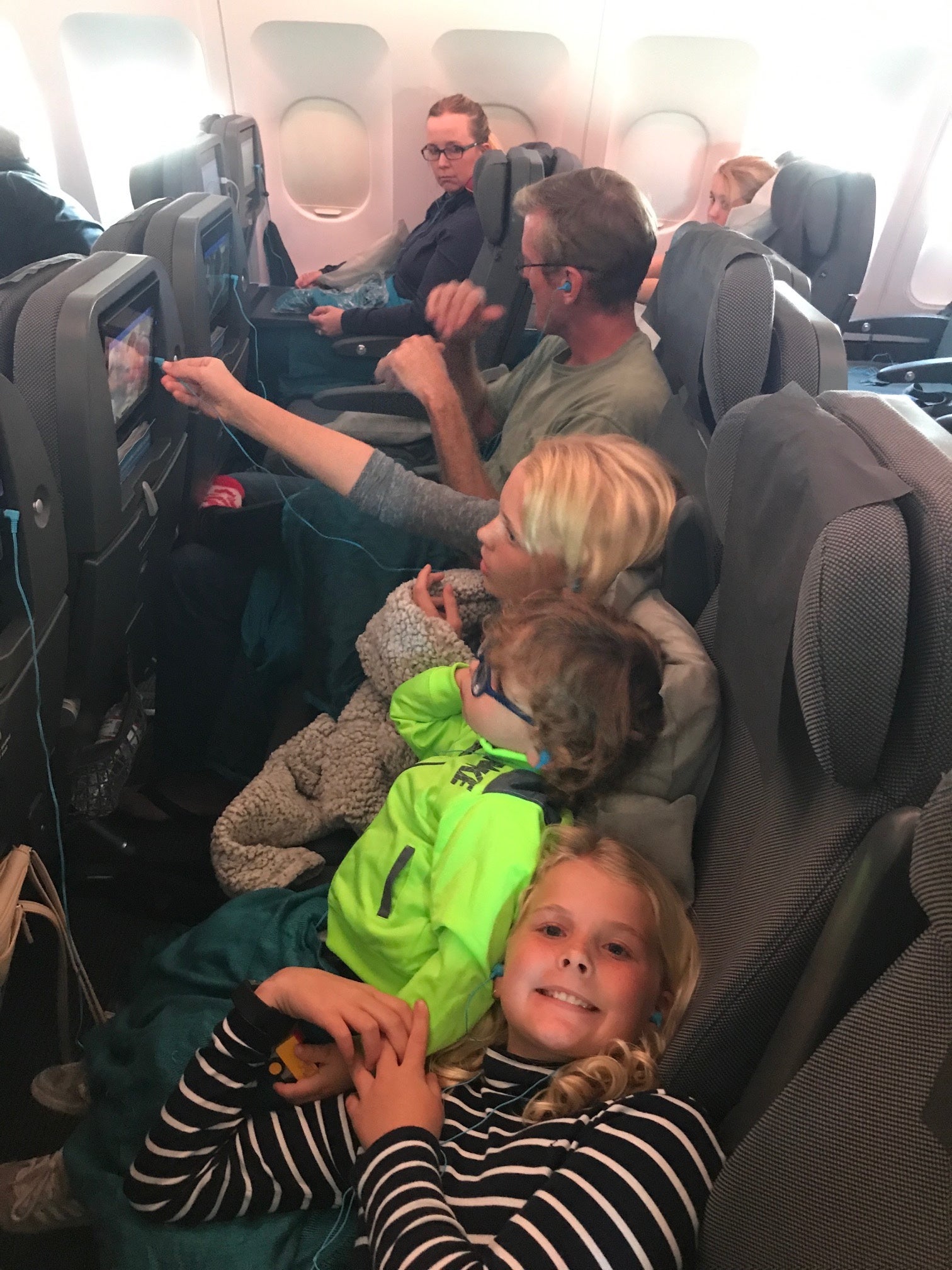 Empty seats on the flight meant more room to get comfy (Terry-Ward.com).