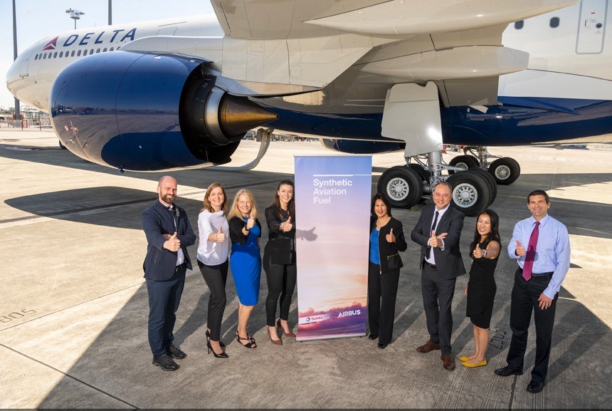Delta's A330-900neo delivery flight was powered by synthetic jet fuel (Photo courtesy of Delta Air Lines)