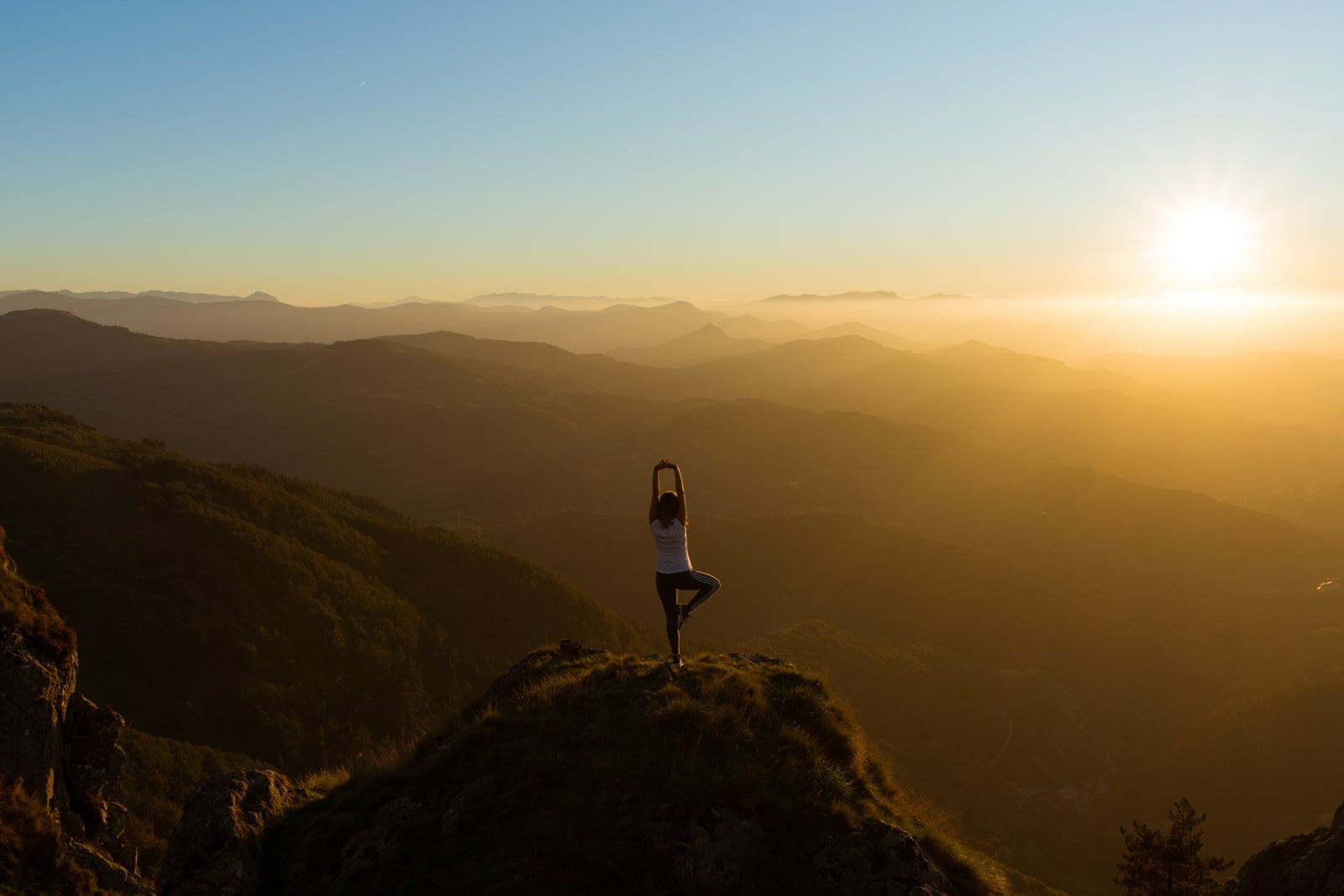 Yoga Mountain top sunset