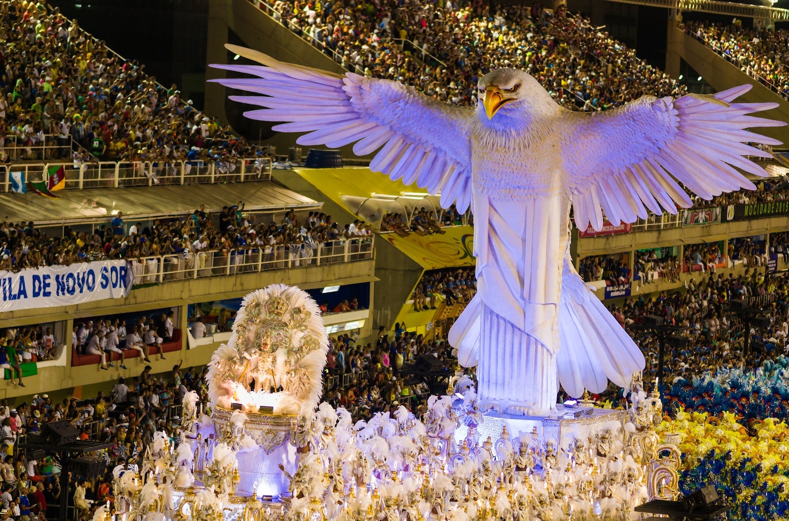 The Samba Parade Float in Sambadromo, Rio de Janeiro during Carnival. (Photo by miralex / Getty Images)