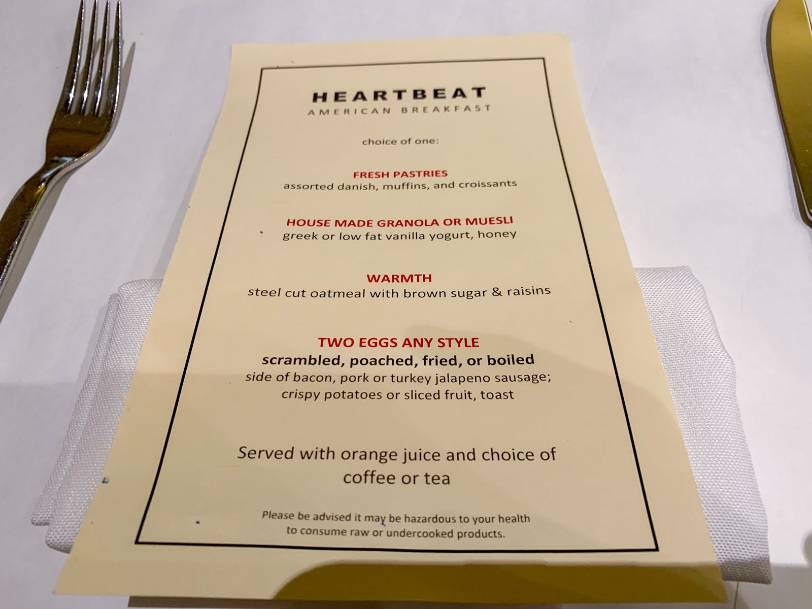 Maxwell Hotel NYC Menu