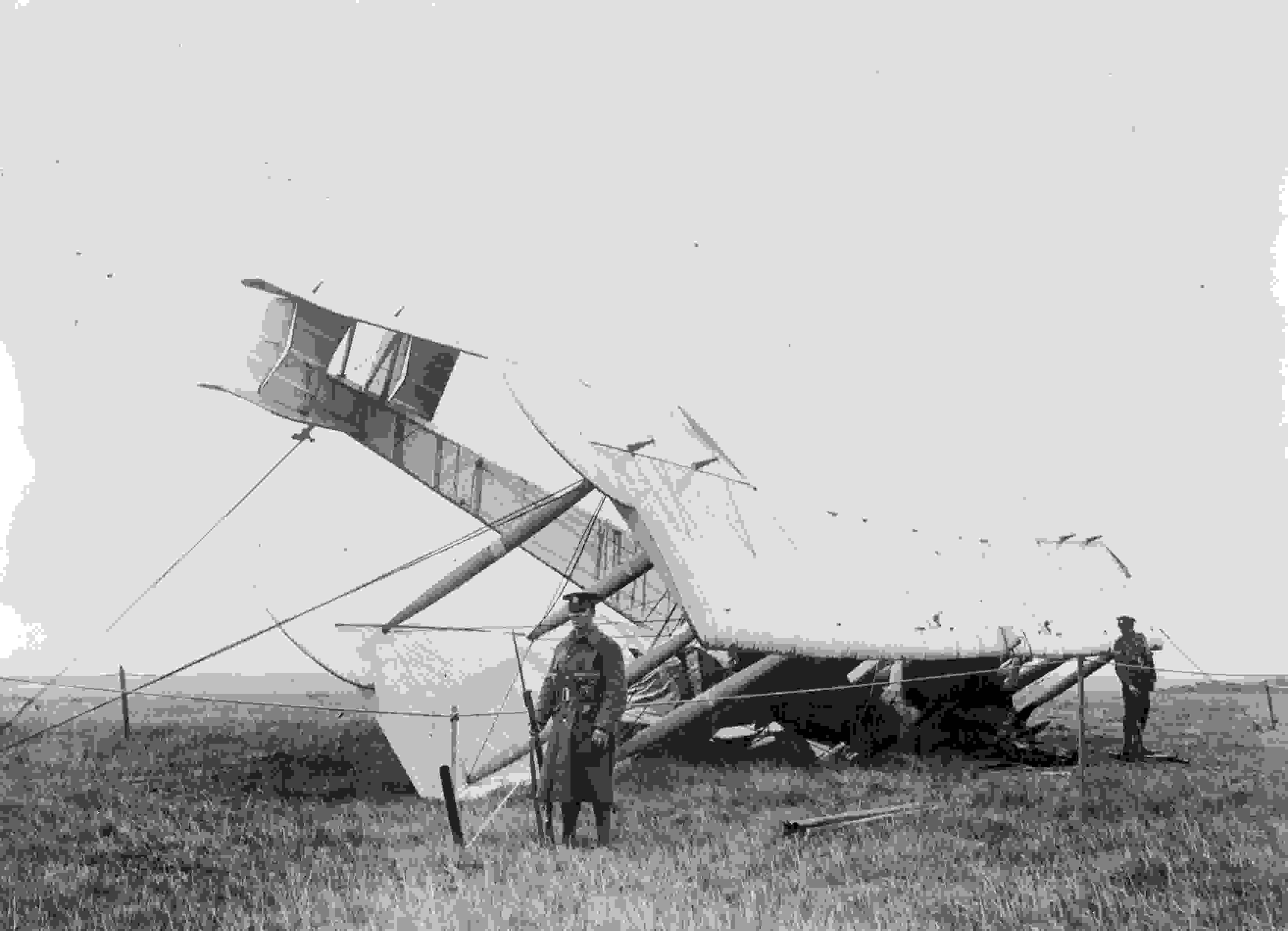 UNITED KINGDOM - NOVEMBER 15: Alcock and Brown's Vickers Vimy, 1919. John Alcock and Brown's Vickers Vimy, 1919. John Alcock (1892-1919) and Arthur Whitten Brown (1886-1948) made the first non-stop crossing of the Atlantic Ocean on 14 June 1919, flying between St John's, Newfoundland, and Clifden, Ireland. The flight took 16 hours and 27 minutes. The picture shows the aircraft after it had crash-landed on Derrygimla bog at Clifden, Co Galway. (Photo by Science & Society Picture Library/SSPL/Getty Images)