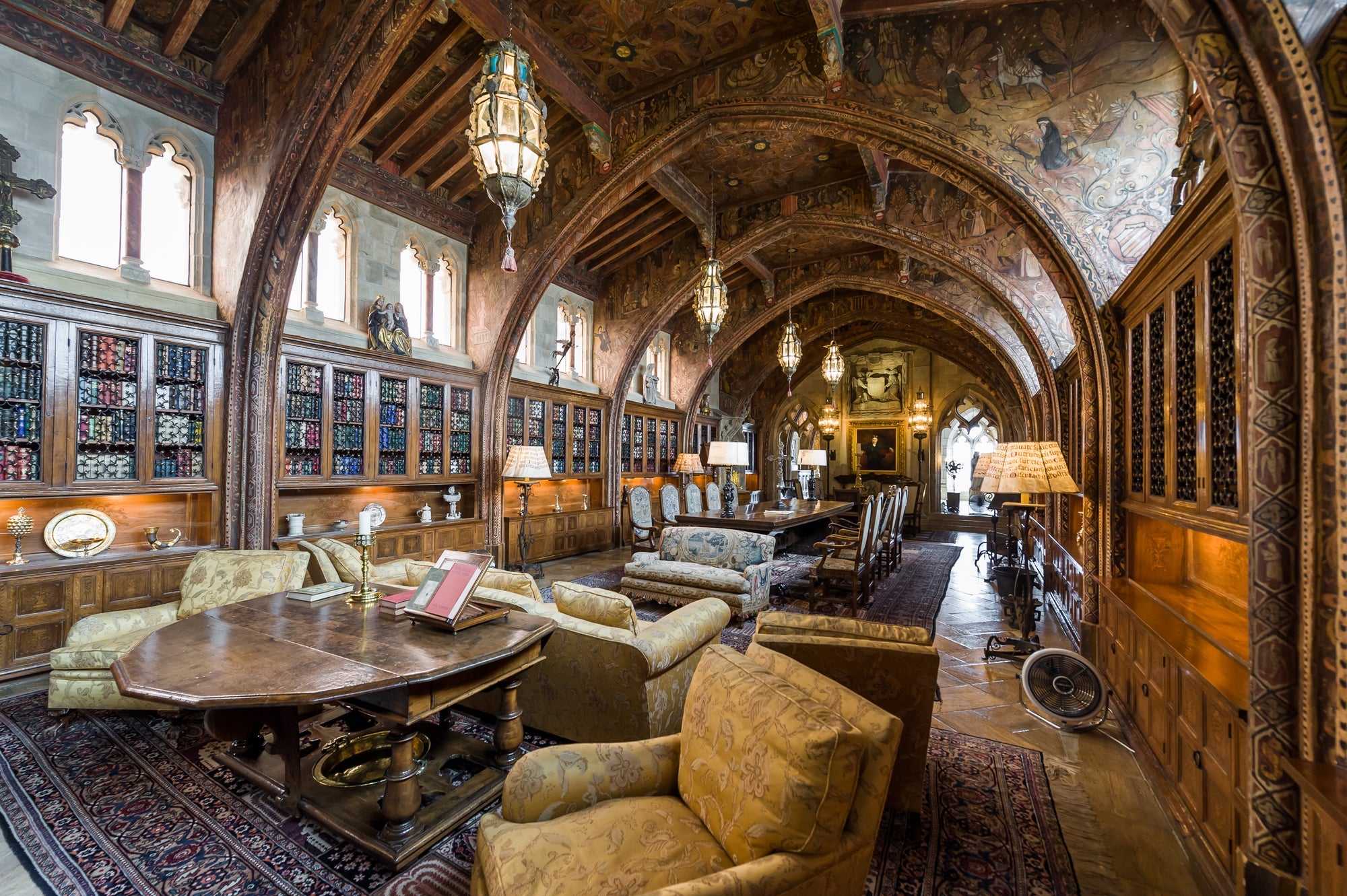 ornate living and dining room at Hearst Castle