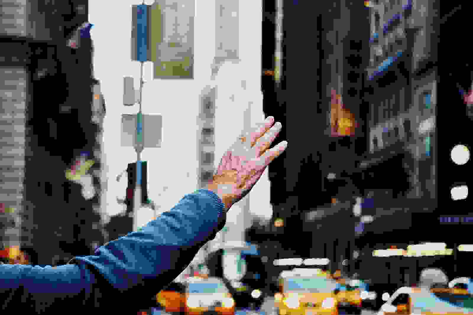 hailing taxi in city