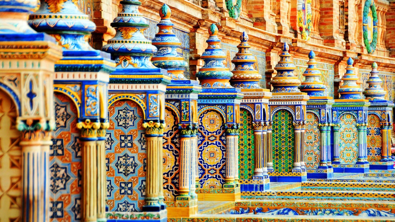 Ceramic balustrade, Seville, Andalusia, Spain