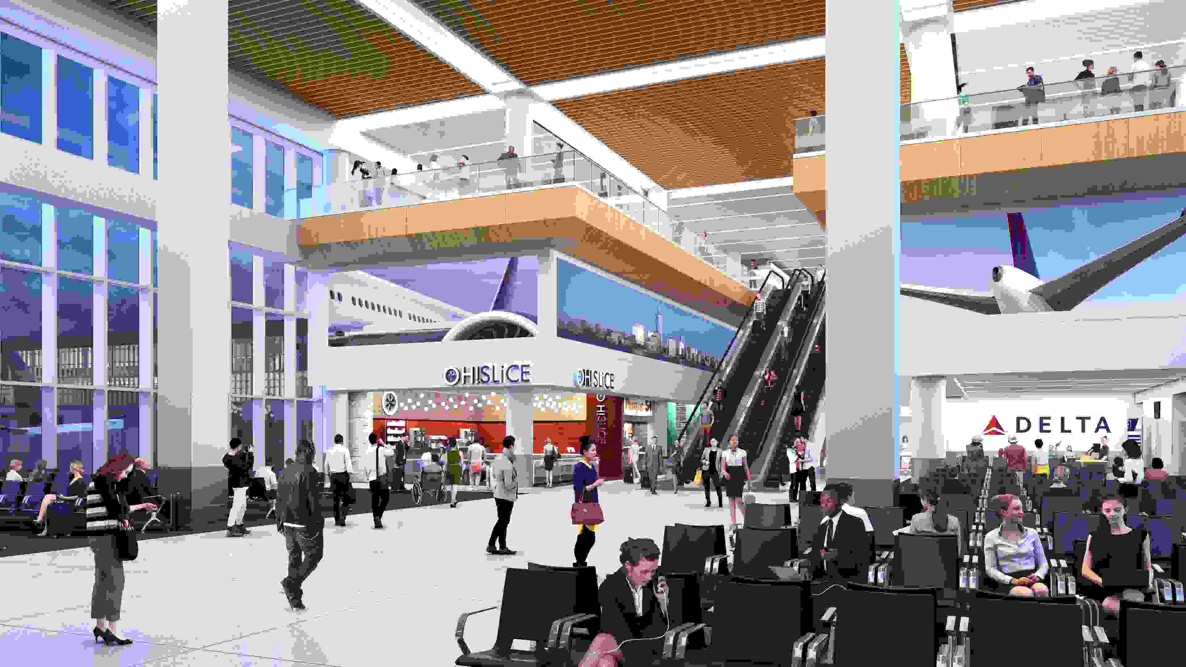 A rendering of the interior of the new concourse G at New York LaGuardia. Courtesy of Delta Air Lines.