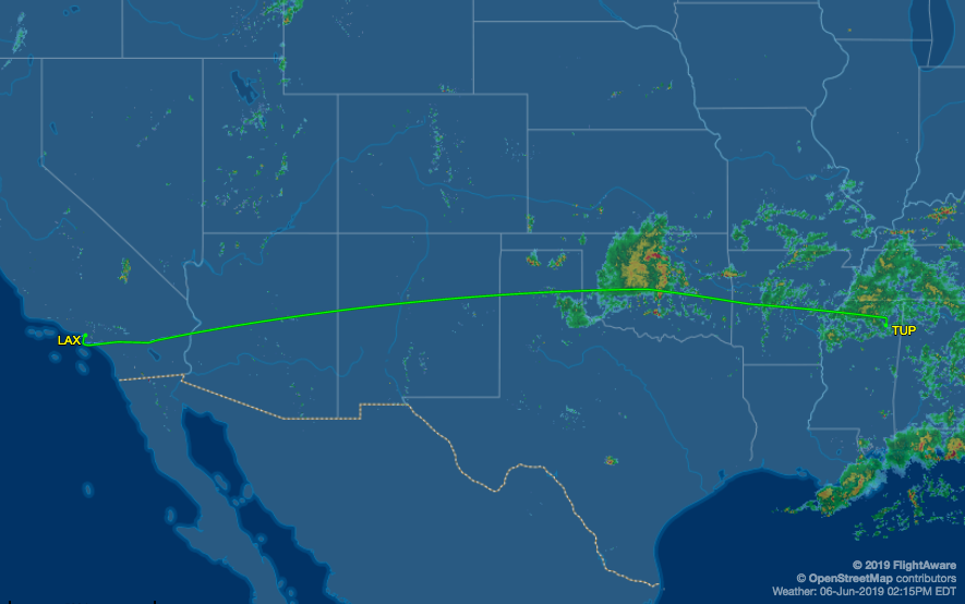 Flight map courtesy of FlightAware.