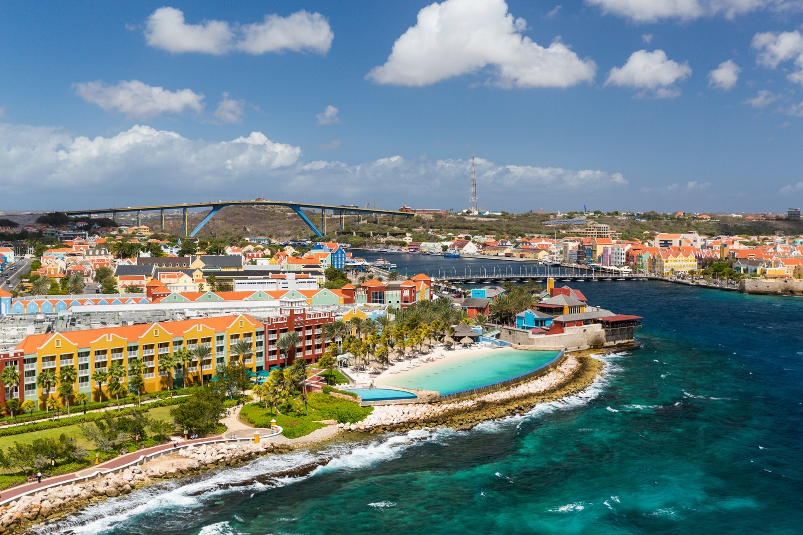 Willemstad in Curacao and the Queen Emma Bridge