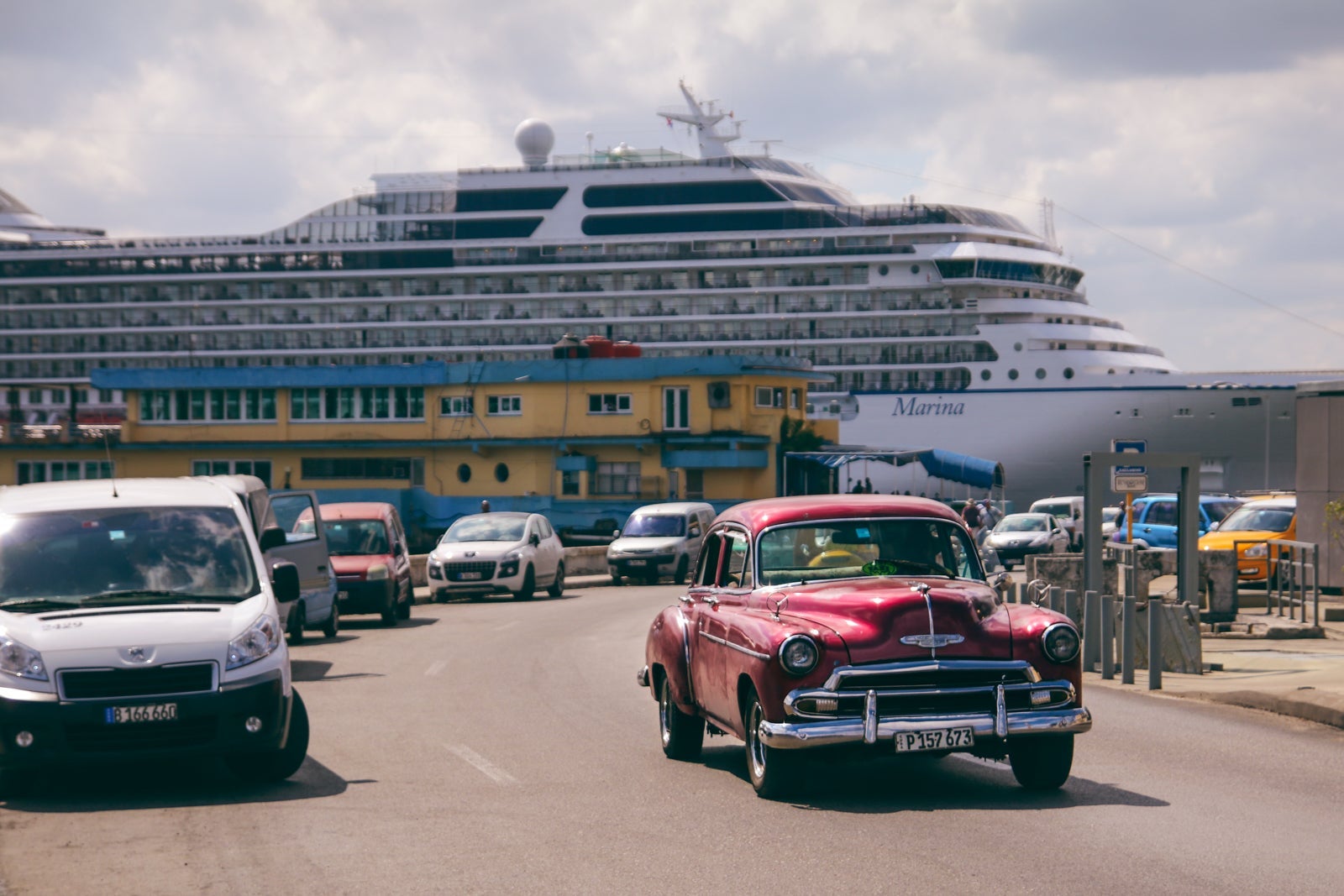 Cuba cruise ship docked in Havana with car