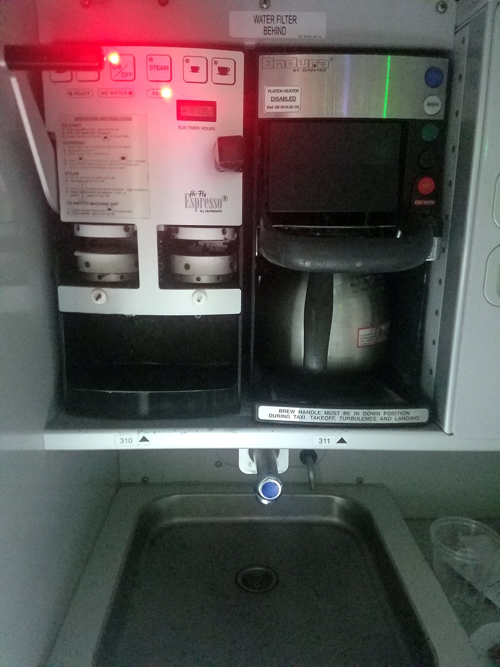 An espresso maker in the galley of an Alitalia Airbus A330 (Photo by Alberrto Riva/TPG)