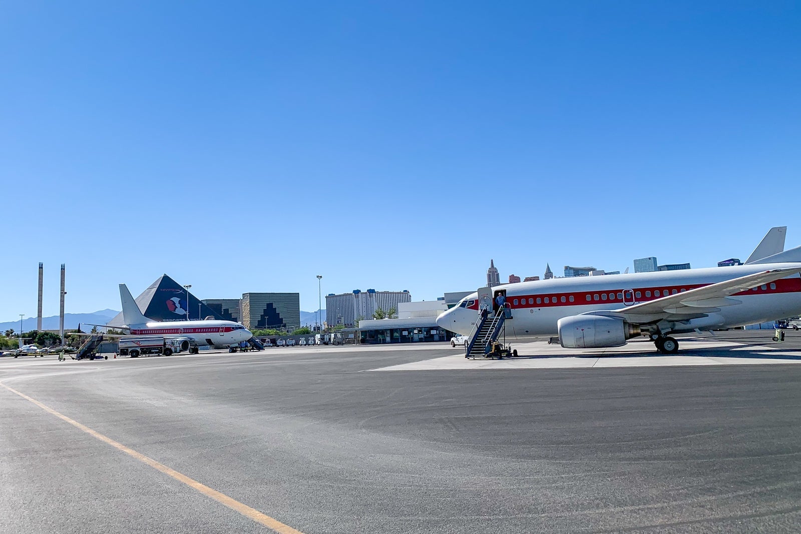 Although the airline is highly secretive, plane spotters stationed in hotels on the Vegas strip can see its aircraft unobstructed. Photo by Scott Mayerowitz/TPG.