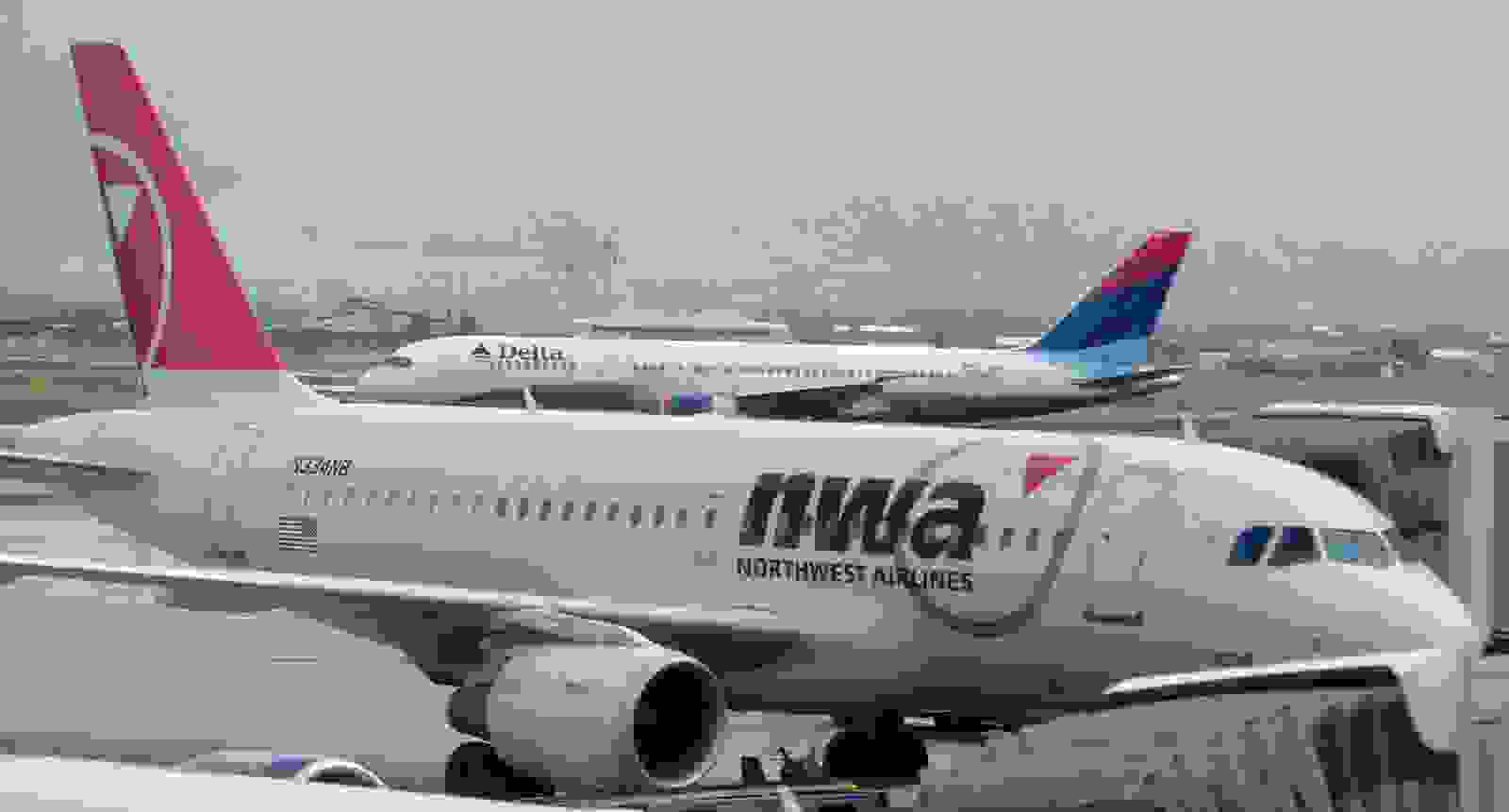 Delta and Northwest Airlines merged in 2008. (Photo by George Frey / Getty Images)