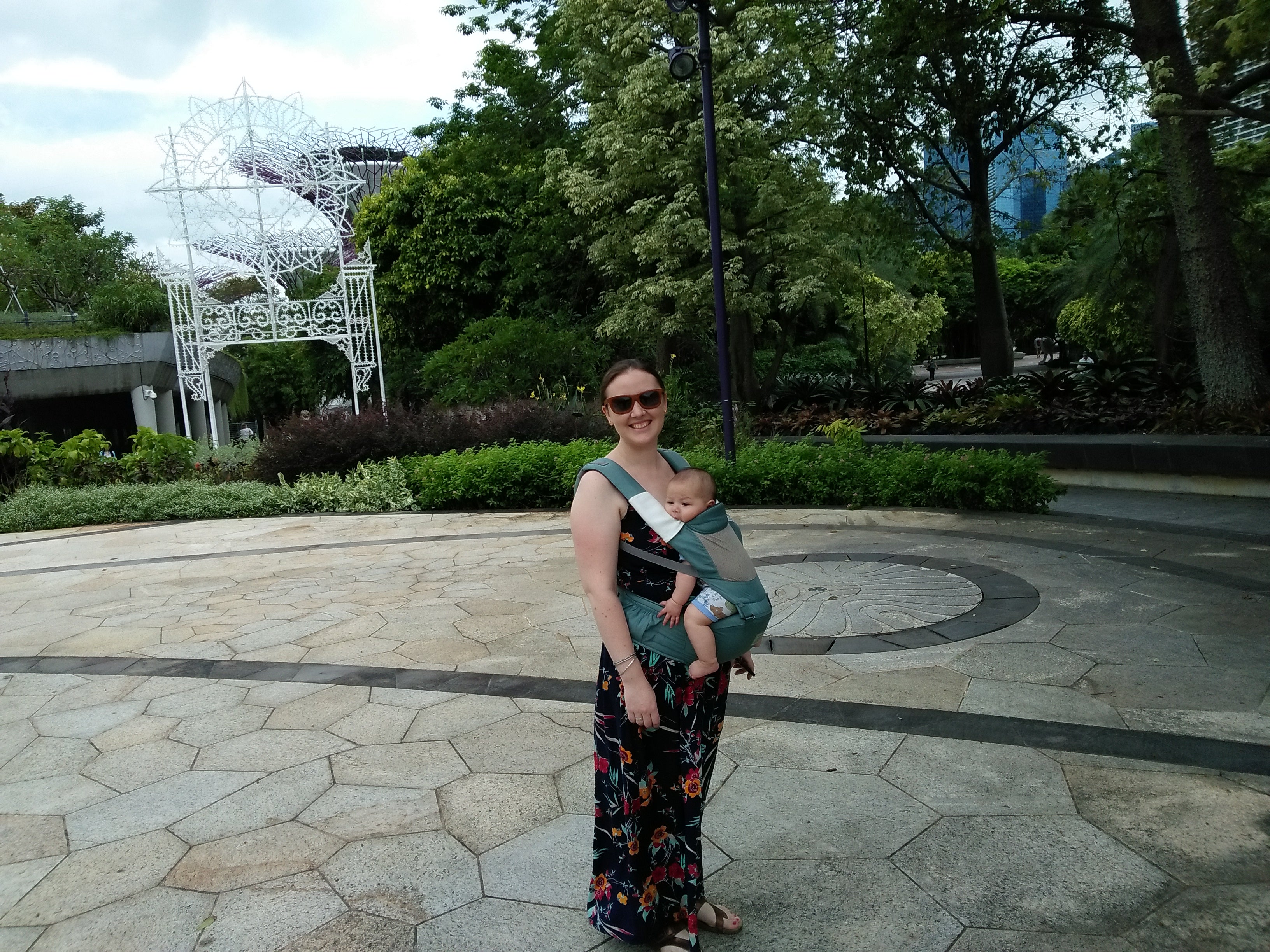 Sightseeing at the Gardens by the Bay in Singapore when my daughter was four months old. Photo by Elen Turner