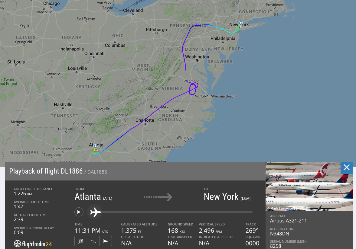Screenshot from Flightradar24.com