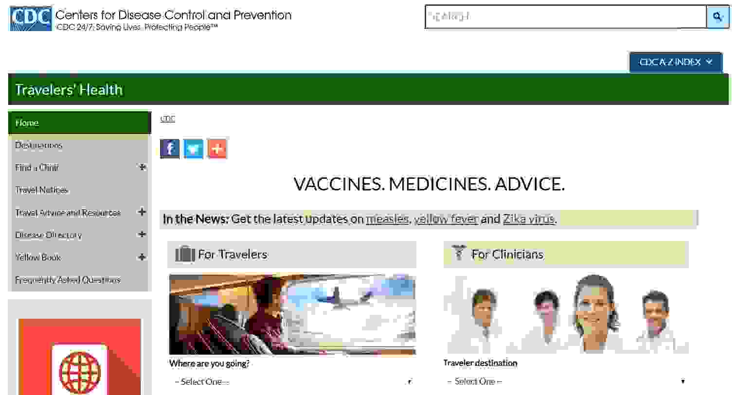 When planning an international trip, always consult this website. Image courtesy of the CDC.