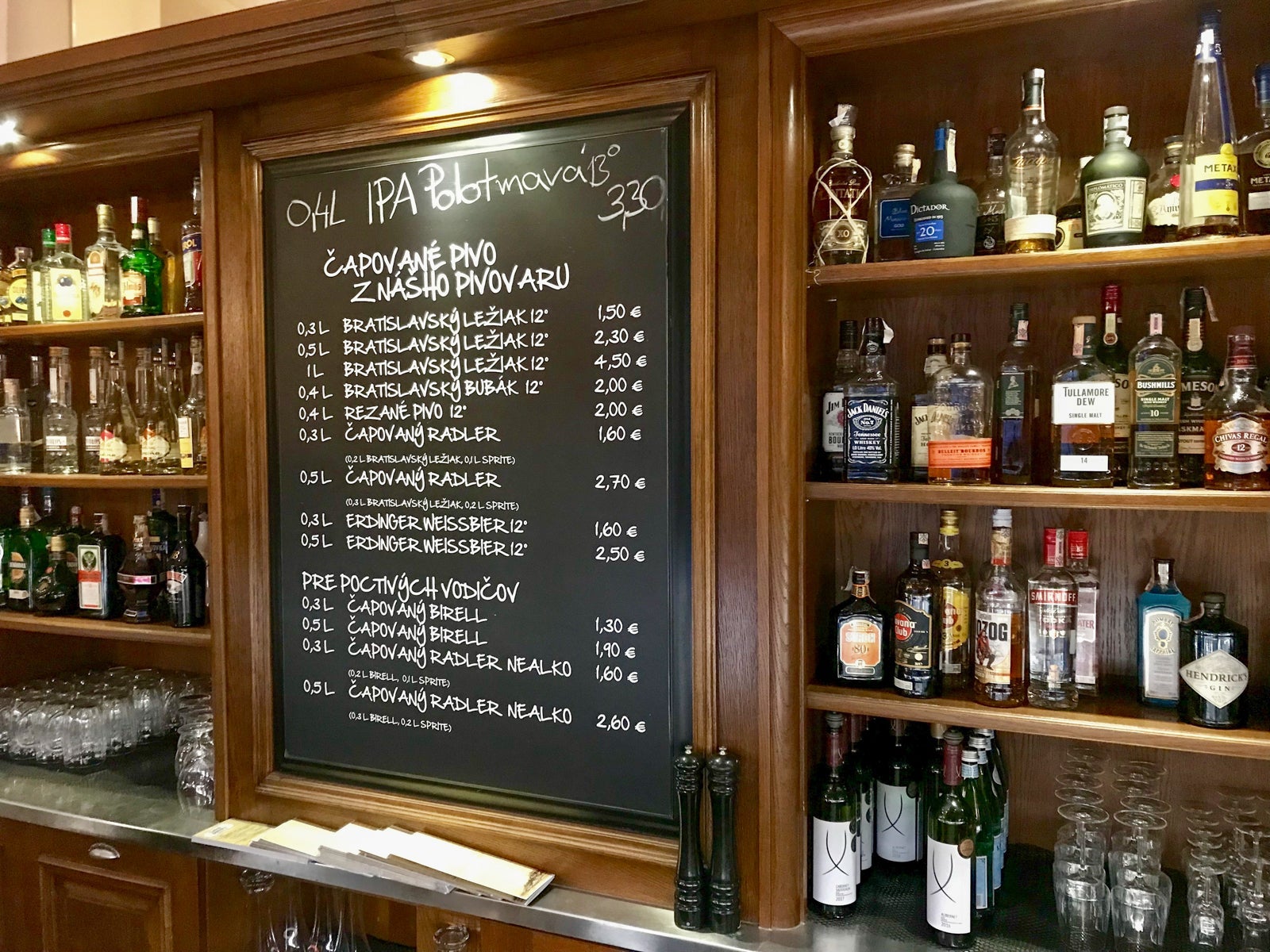 The beers of the day are scrawled on a blackboard at Bratislava Meštiansky Pivovar.Photo by Gene Sloan / The Points Guy
