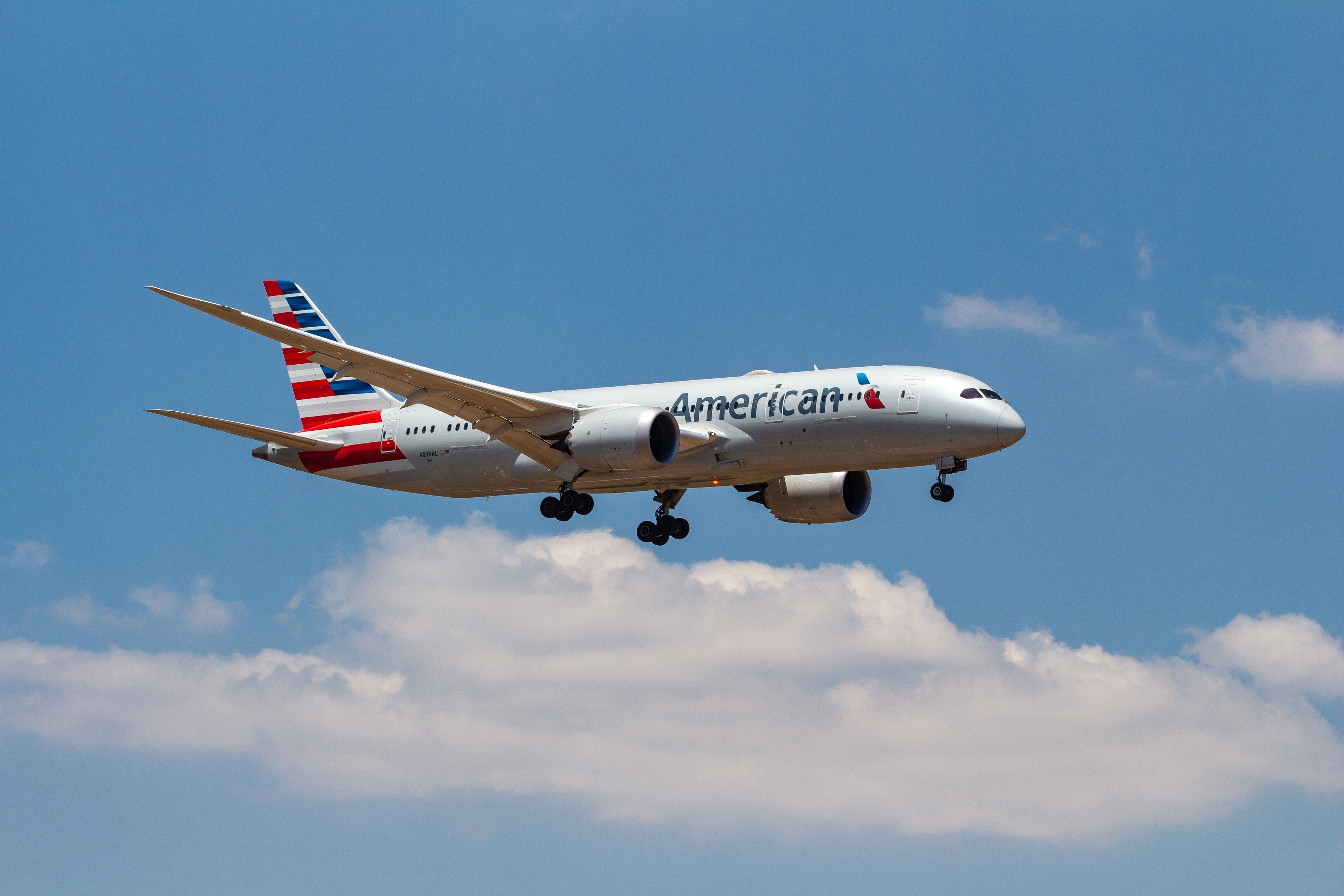 An American Airlines Boeing 787-8 Dreamliner with registration N818AL lands at Athens International Airport in Greece (Photo by Nicolas Economou/NurPhoto via Getty Images)