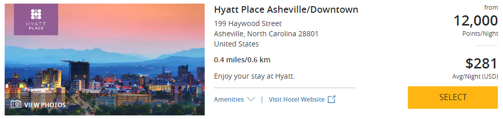Hyatt Place Asheville Downtown December 2019 prices