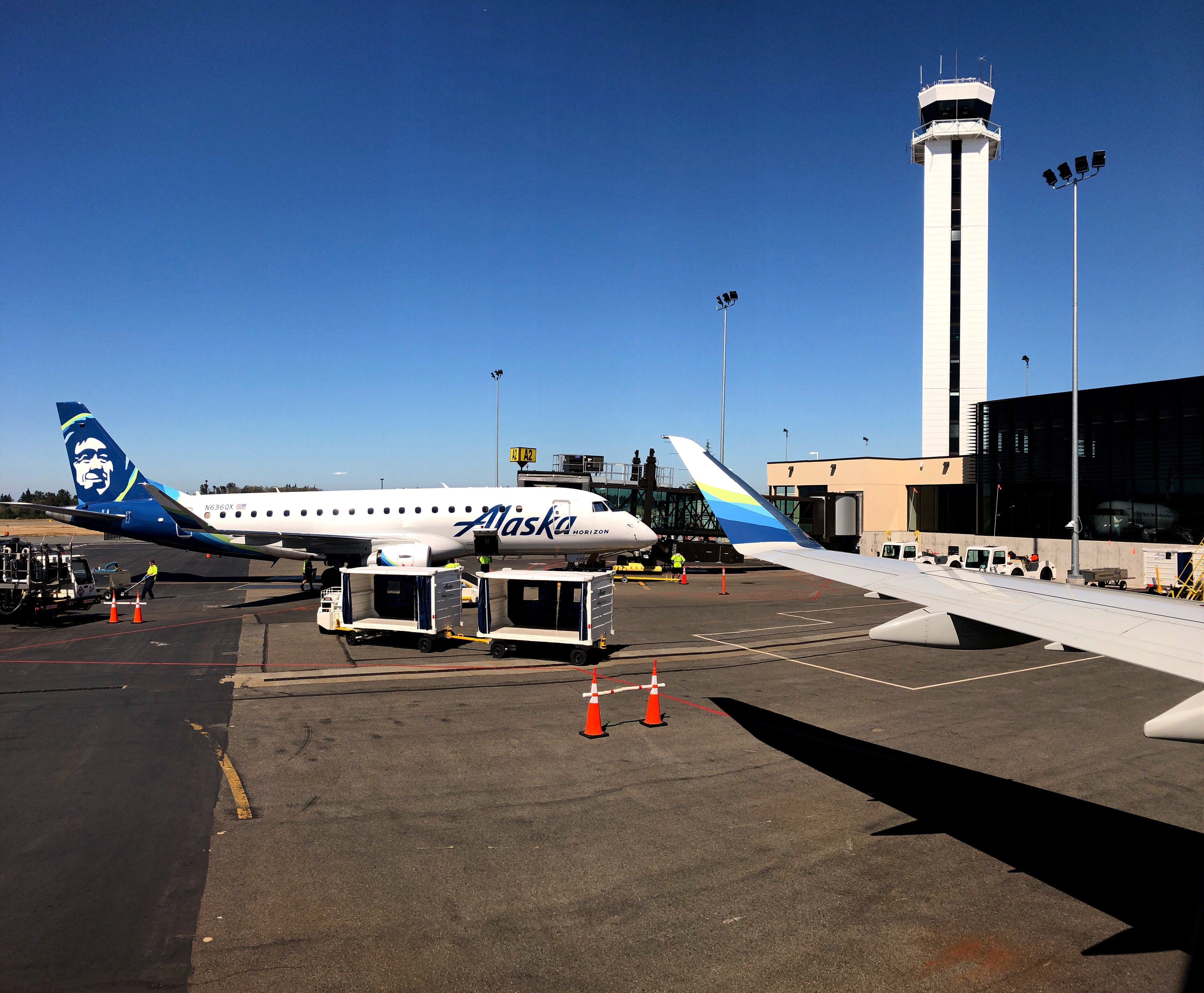Alaska Airlines E175s on the ramp at Paine Field near Seattle. (Photo by Edward Russell/TPG)