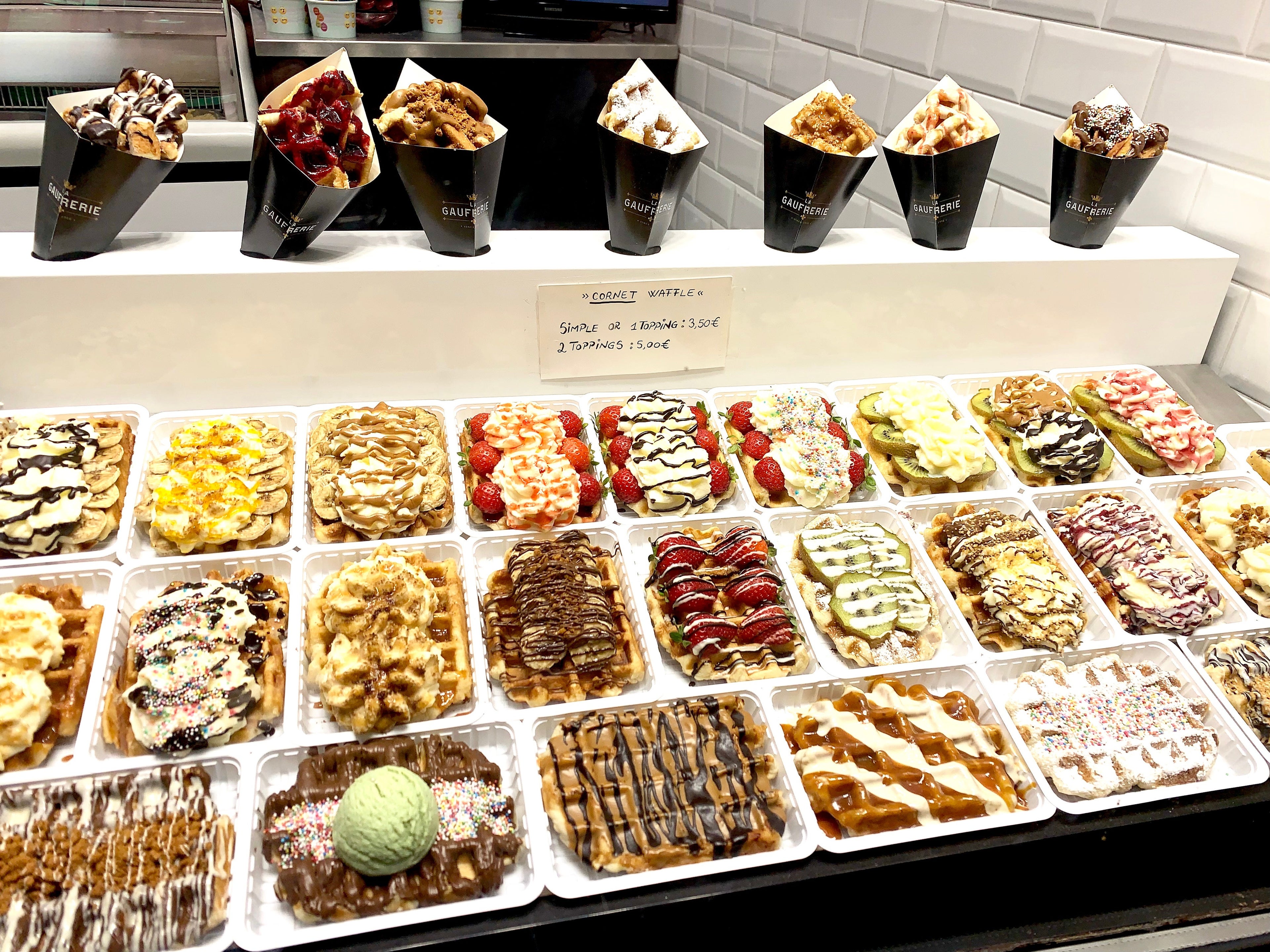Brussels Belgium waffle varieties