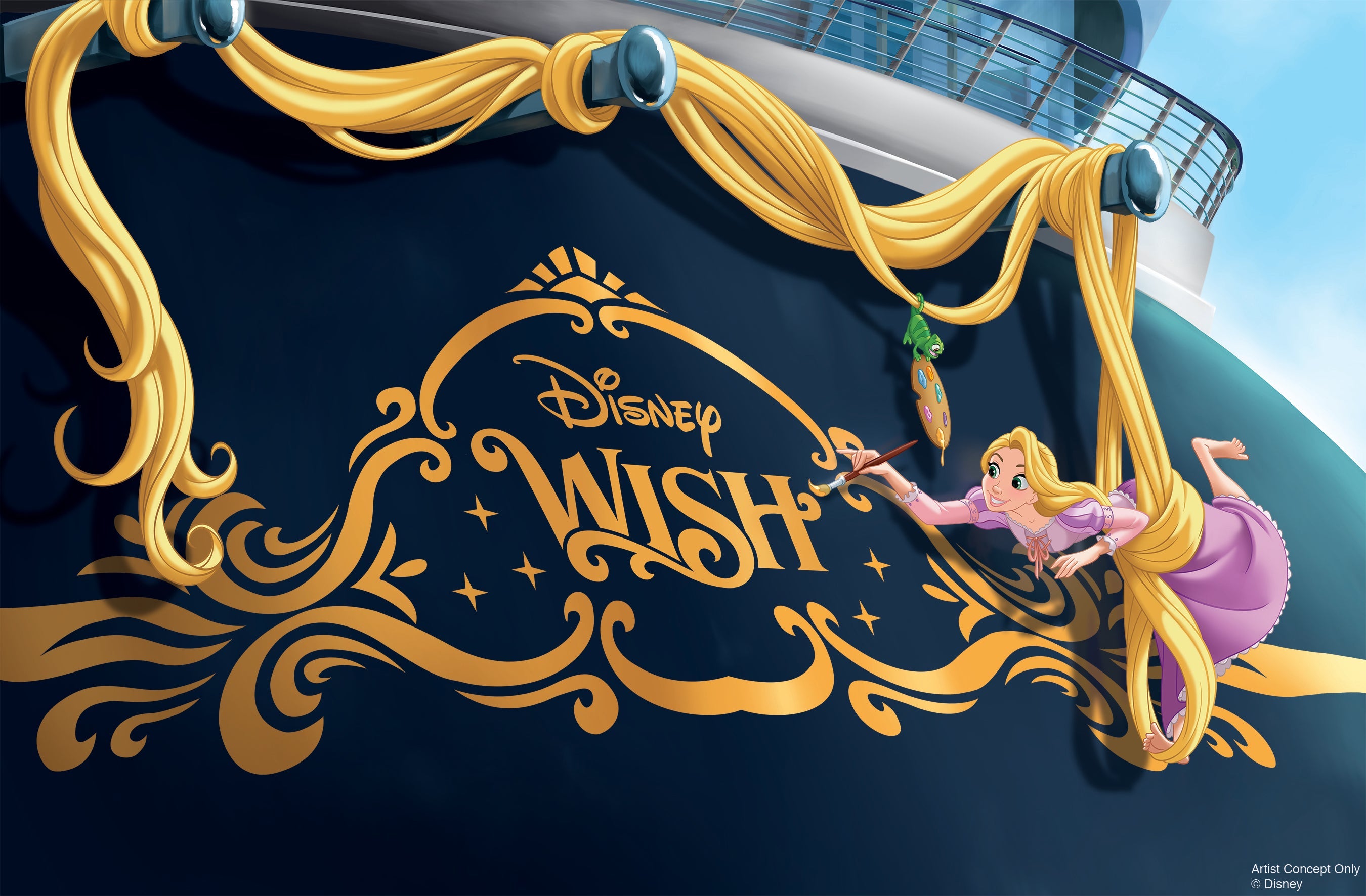 Disney Wish's stern will feature Rapunzel. (Photo courtesy of Disney Cruise Line)
