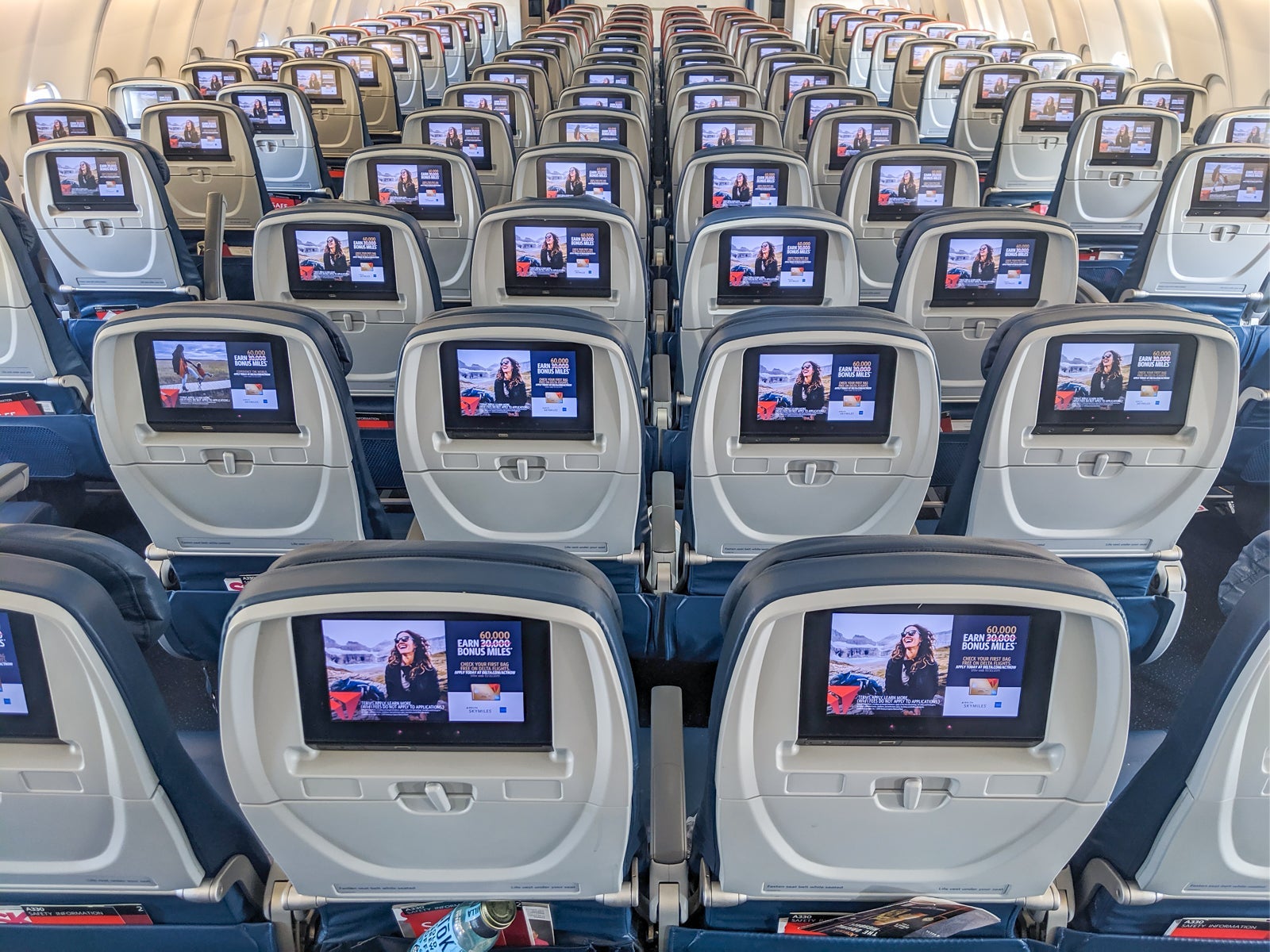 Delta economy class seating on the A330