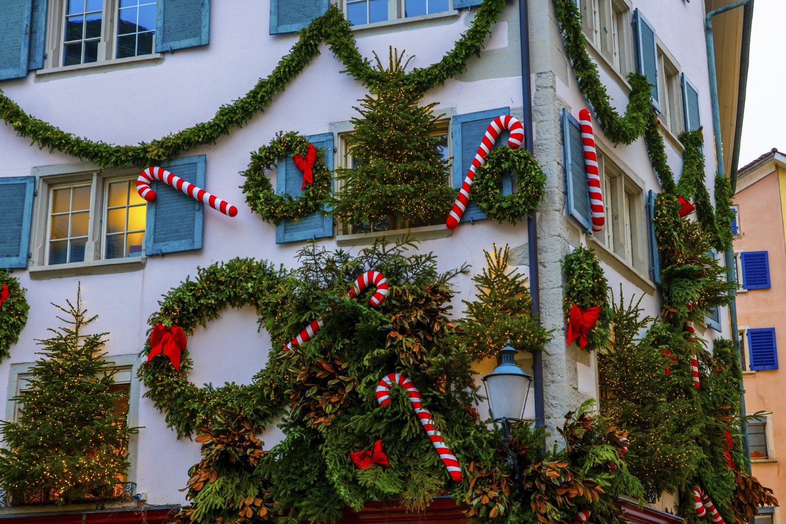 House with Christmas Decoration in Zurich, Zurich Canton, Switzerland, Europe