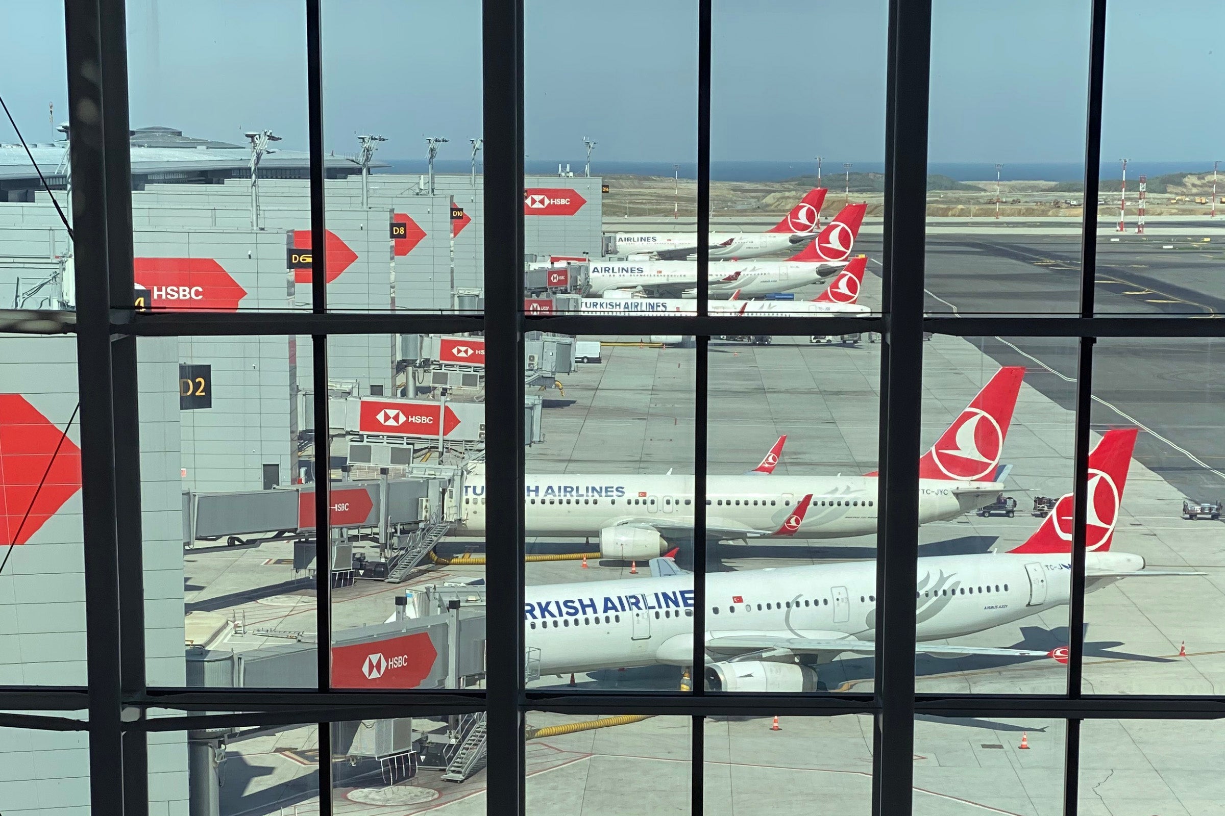 Turkish Airlines planes at the gate in Istanbul