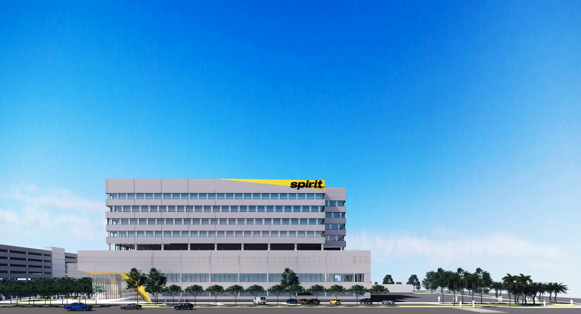 A rendering of Spirit Airlines' planned new headquarters and training campus near the Fort Lauderdale airport. (Photo courtesy of Spirit Airlines)