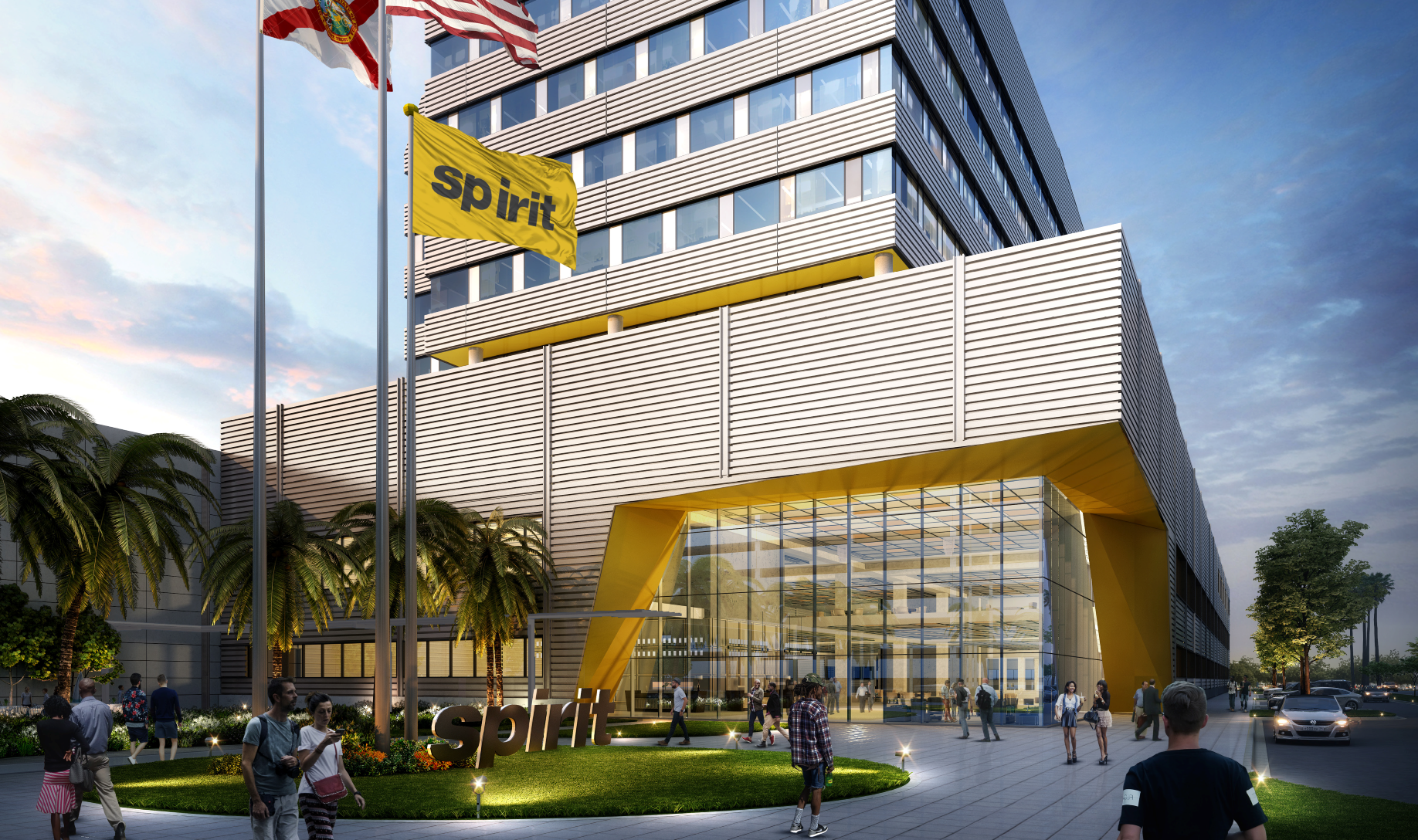 Rendering of Spirit Airlines' planned new headquarters and training campus in Fort Lauderdale. (Photo courtesy of Spirit Airlines)