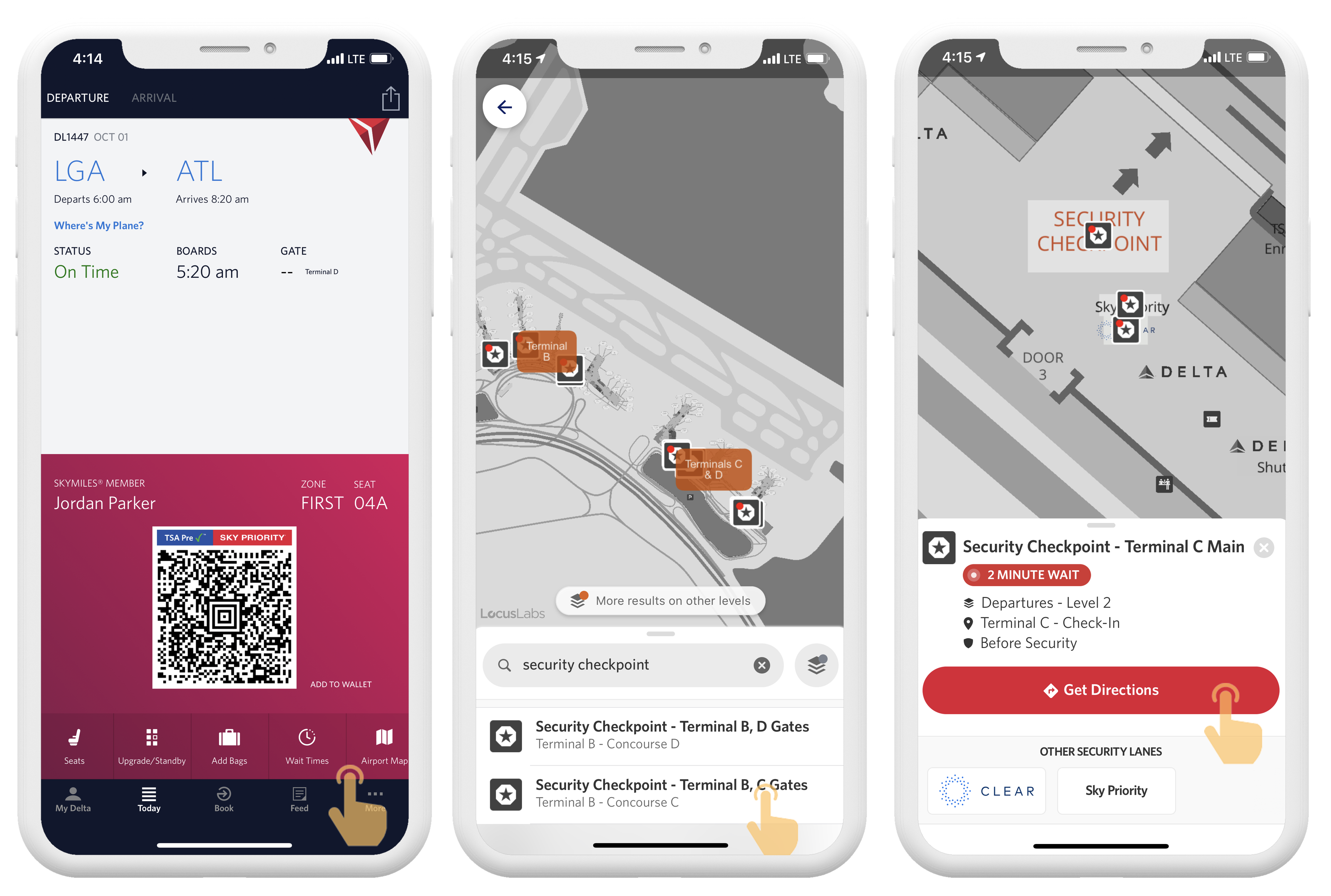 Delta will test a new TSA wait time tracker at LGA and SEA starting in late 2019. (Image courtesy of Delta Air Lines)