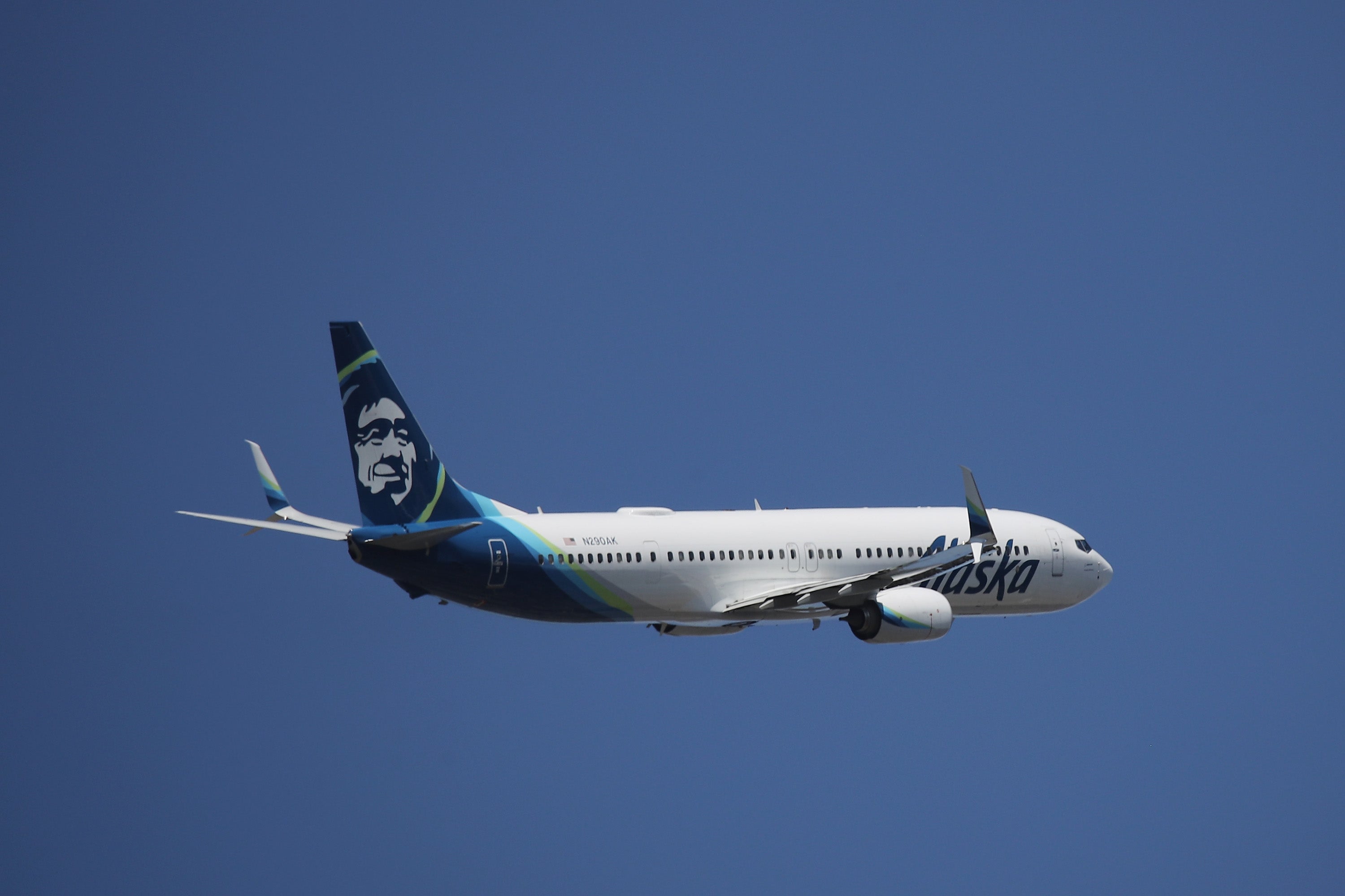NEW YORK - AUGUST 24 : A Boeing 737-990 (ER) operated by Alaska Airlines takes off from JFK Airport on August 24, 2019 in the Queens borough of New York City. (Photo by Bruce Bennett/Getty Images) (Photo by Bruce Bennett/Getty Images)