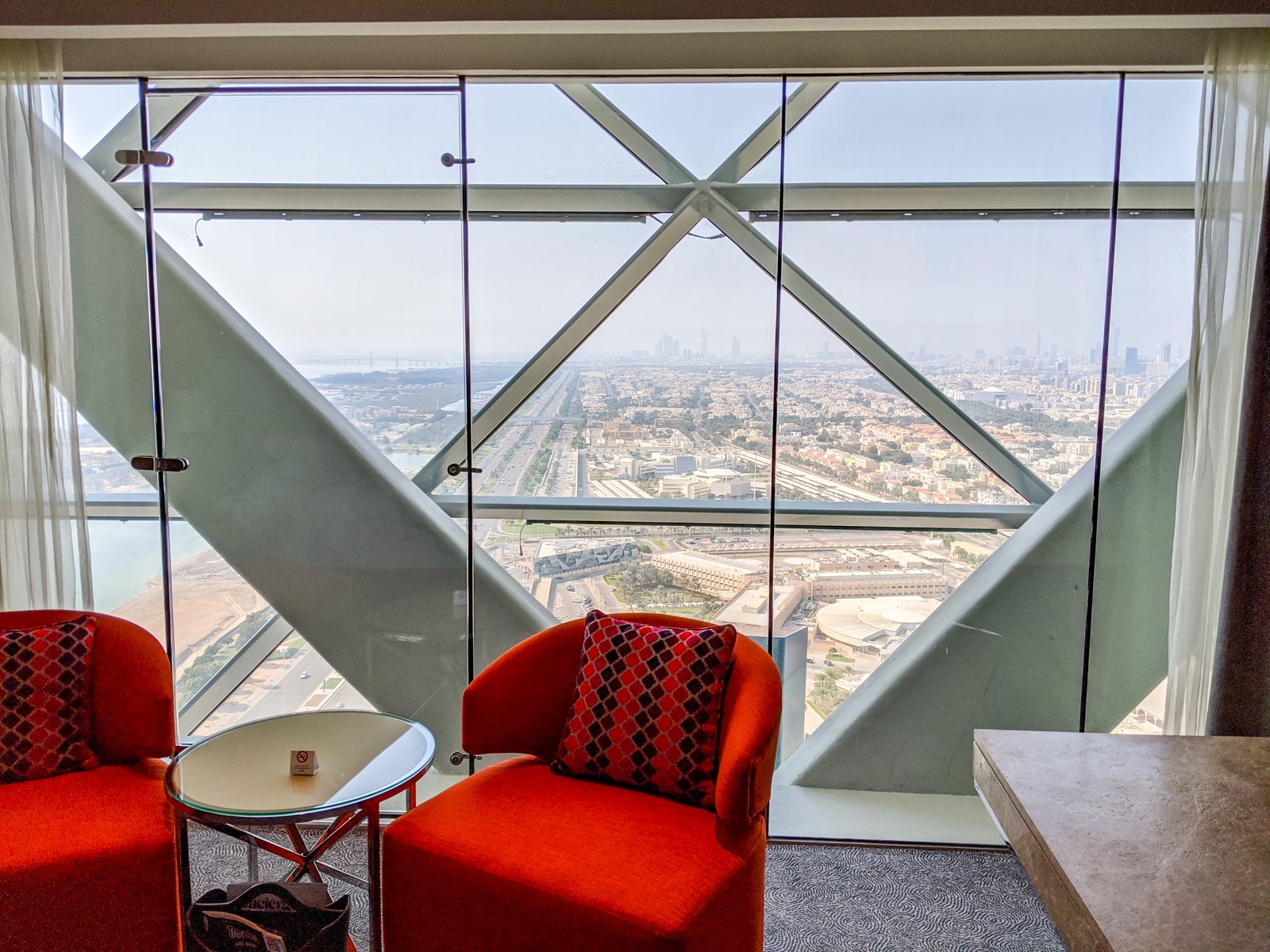 View from a room at the Hyatt Andaz Capital Gate in Abu Dhabi
